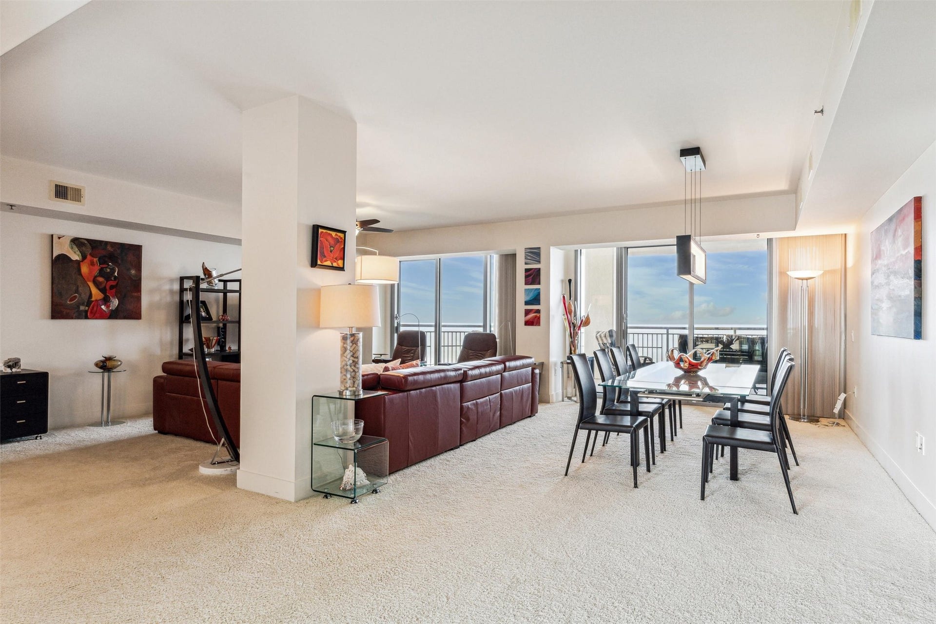 801 E Beach Drive, #TW1600, Galveston, TX 77550 Family and Dining room wall of windows