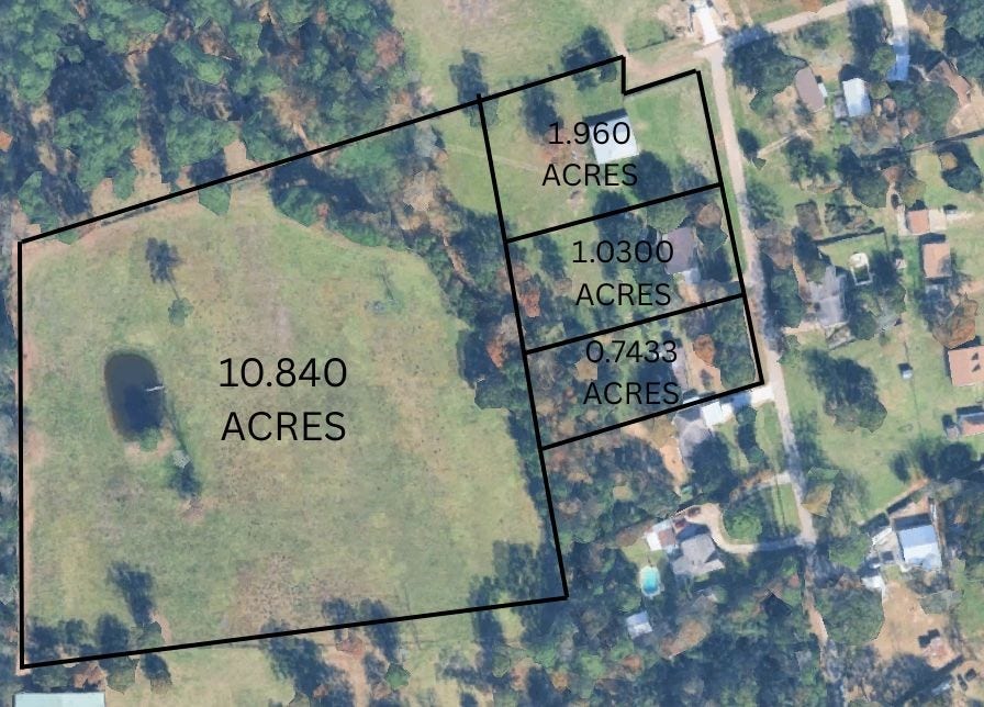 30307 Rickett Lane, Magnolia, TX 77355 Aerial overview displaying the approximate parcel layout and combined acreage configuration.