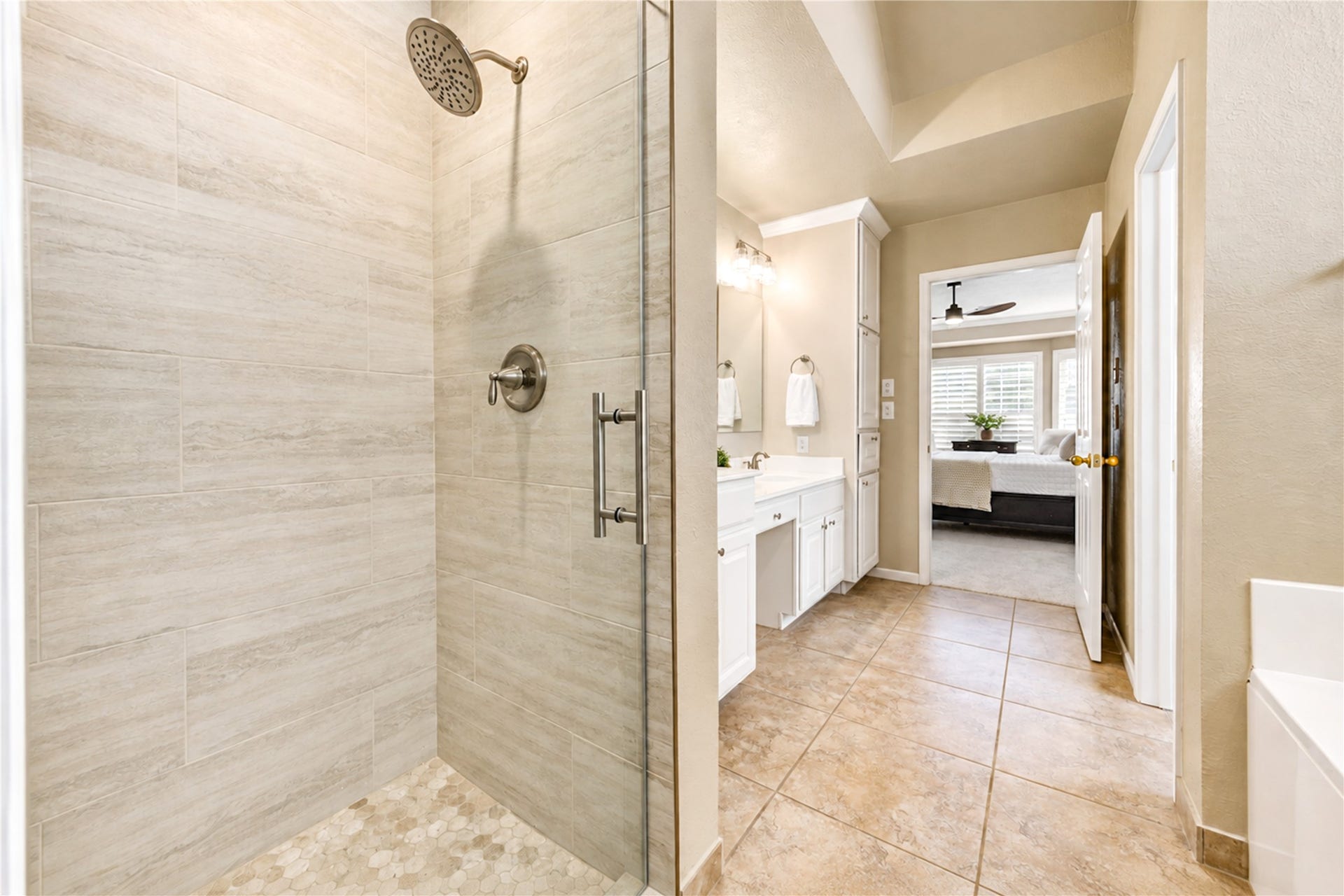 23338 Grand Springs Drive, Katy, TX 77494 The luxury primary bath has recently been updated including this oversized shower.