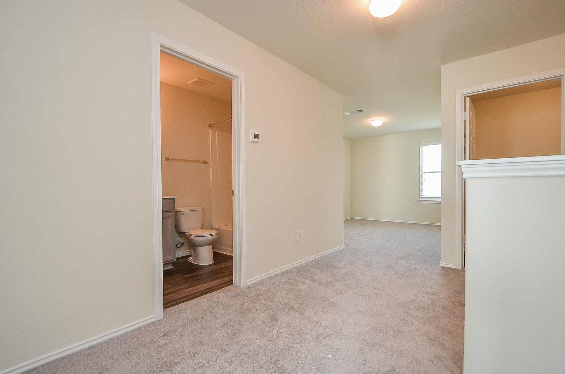 View of hall bath & game room.