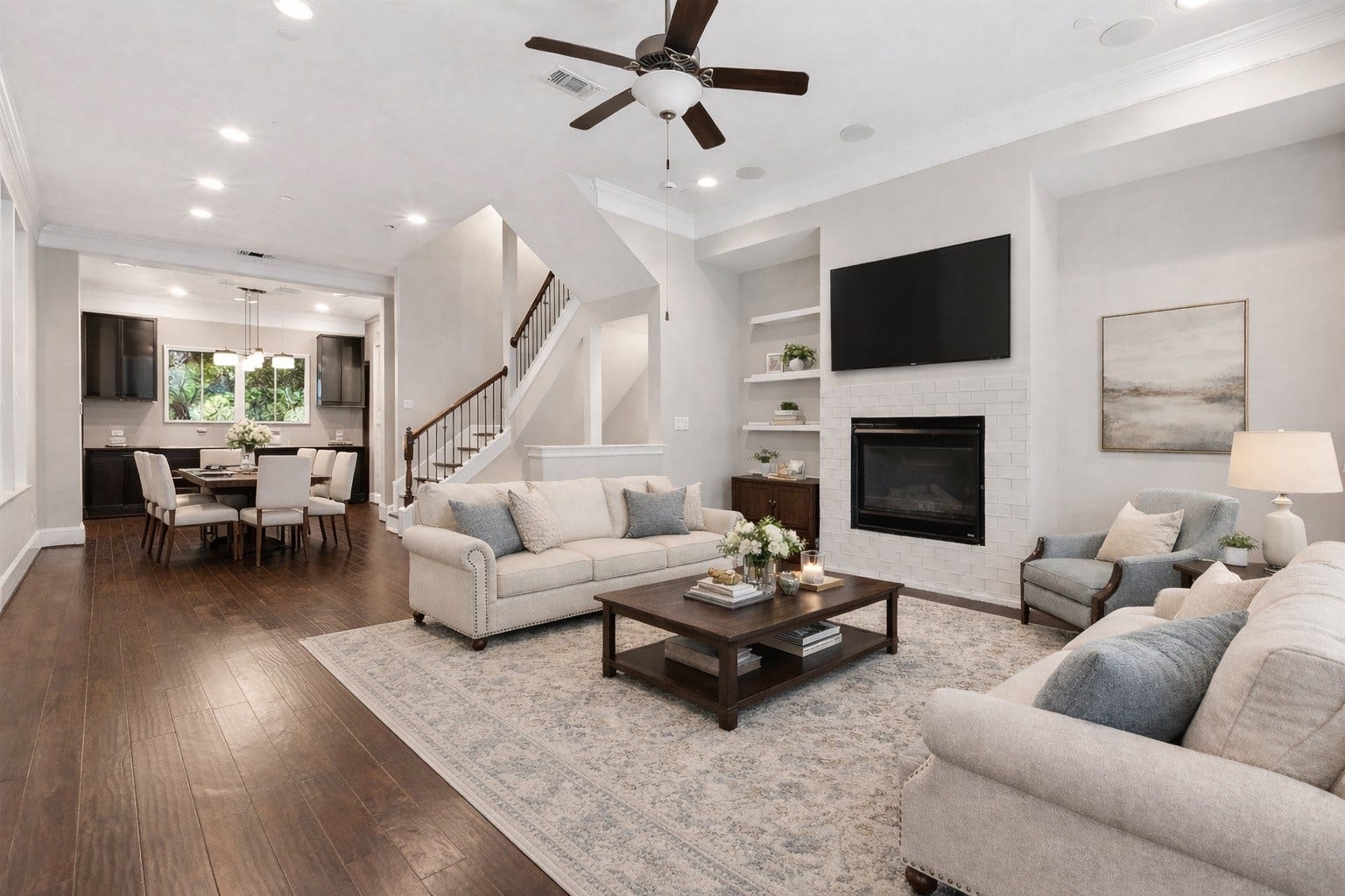 816 Yale Street, #C, Houston, TX 77007 The virtually staged living room - showcasing the large space.