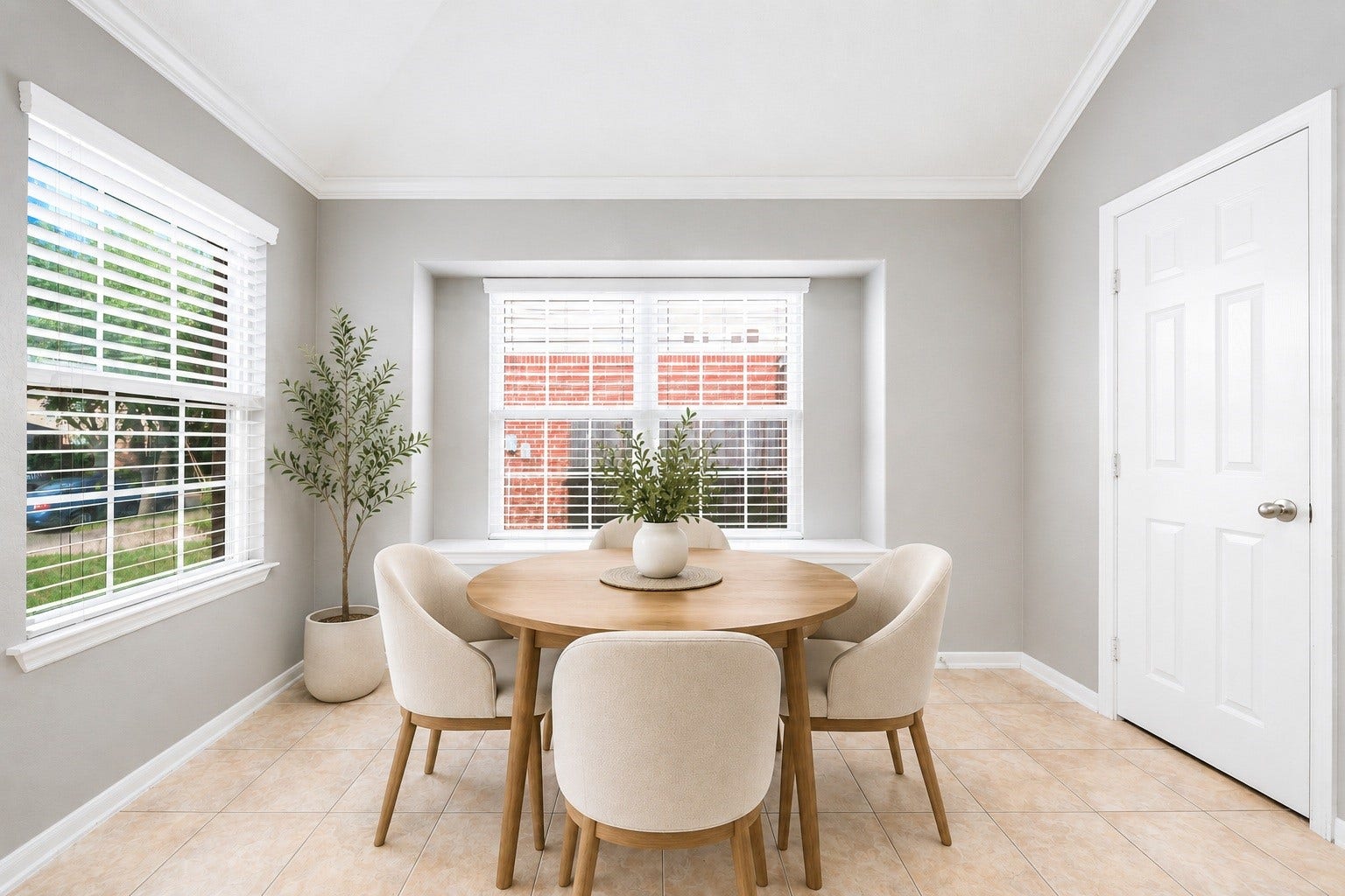 10422 Antelope Alley, Missouri City, TX 77459 This sun-drenched breakfast area is perfectly situated next to the kitchen for effortless morning routines. Large windows provide a pleasant view, creating a comfortable space for casual dining. spacious home office is perfectly positioned for privacy, featuring elegant wood flooring and a large window that fills the room with natural light. Virtually staged.