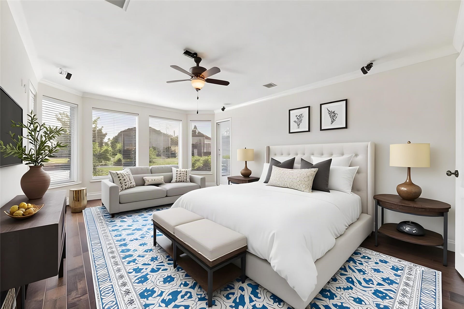14330 Dunrobin Way, Sugar Land, TX 77498 What the primary bedroom room *COULD* be. AI furnished