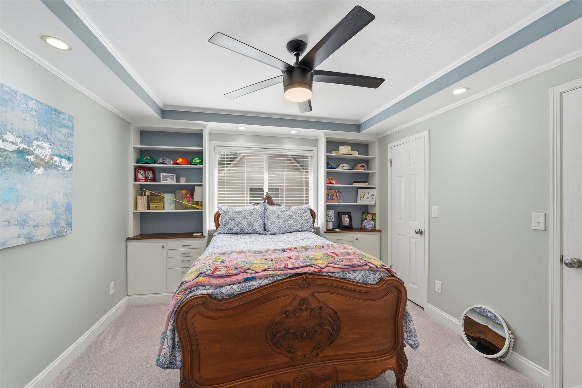 7611 Mauna Kai Drive, Houston, TX 77095 Bedroom 1 with built-ins and large closets.