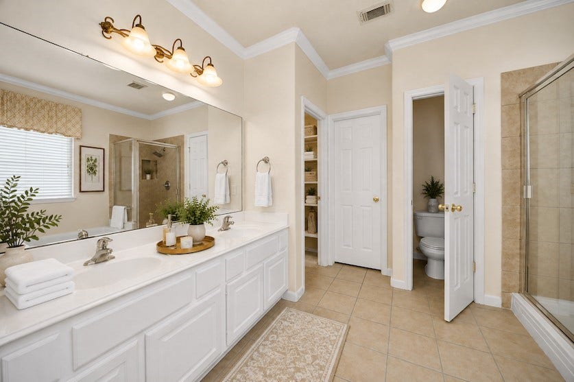 13935 Charterhouse Way, Sugar Land, TX 77498 Virtually staged primary bathroom