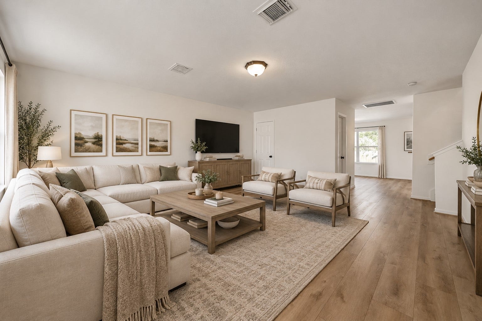 15847 Aldridge Creek Court, Cypress, TX 77429 Virtually staged living room.