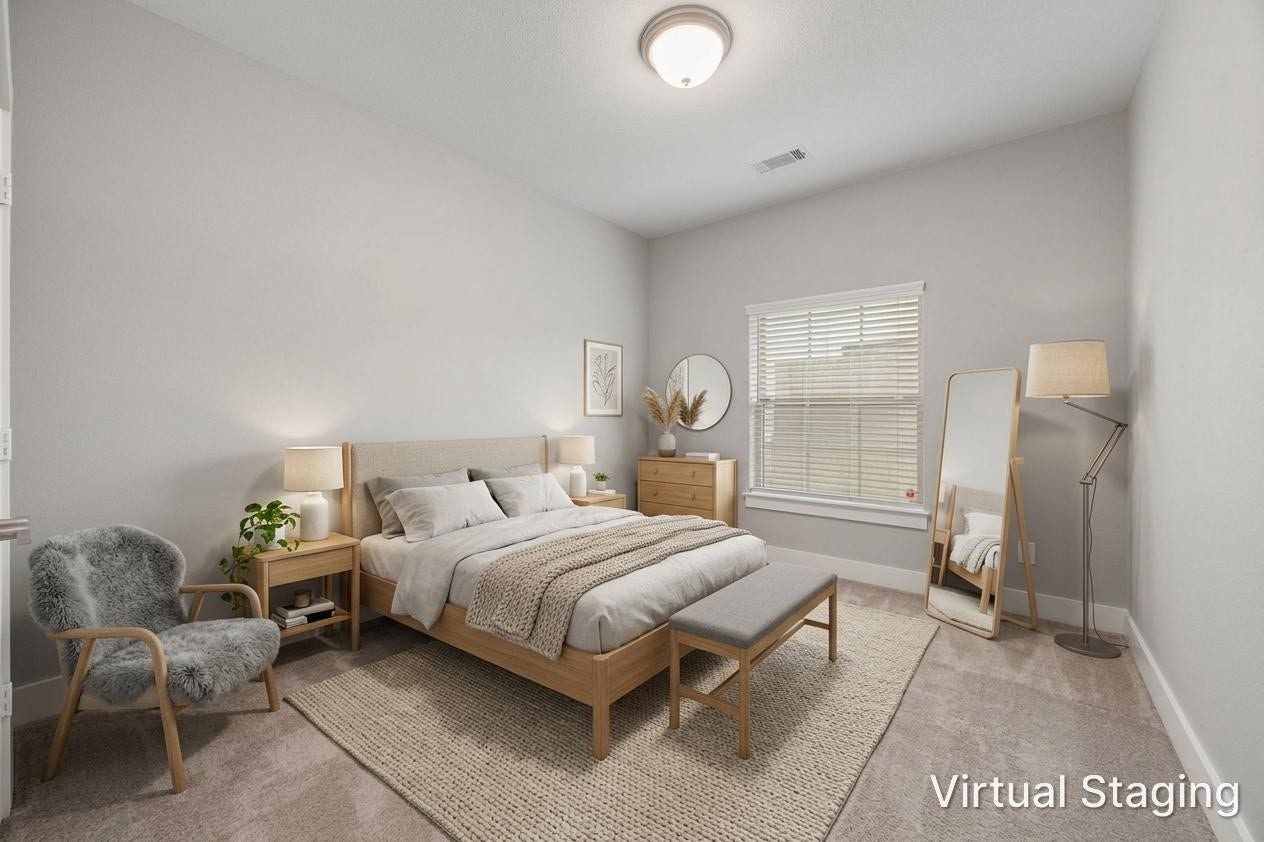 1216 Murrayhill Drive, Houston, TX 77043 Virtually staged secondary bedroom on first floor (previous photo shown as a home gym)
