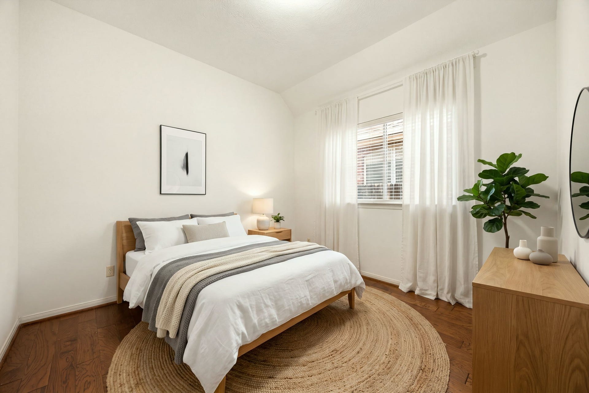 9430 Amethyst Arbor Lane, Katy, TX 77494 This bright and airy secondary bedroom offers a tranquil retreat for family or guests, featuring continuous hardwood flooring and crisp white walls that enhance the open feel. *Virtually Staged