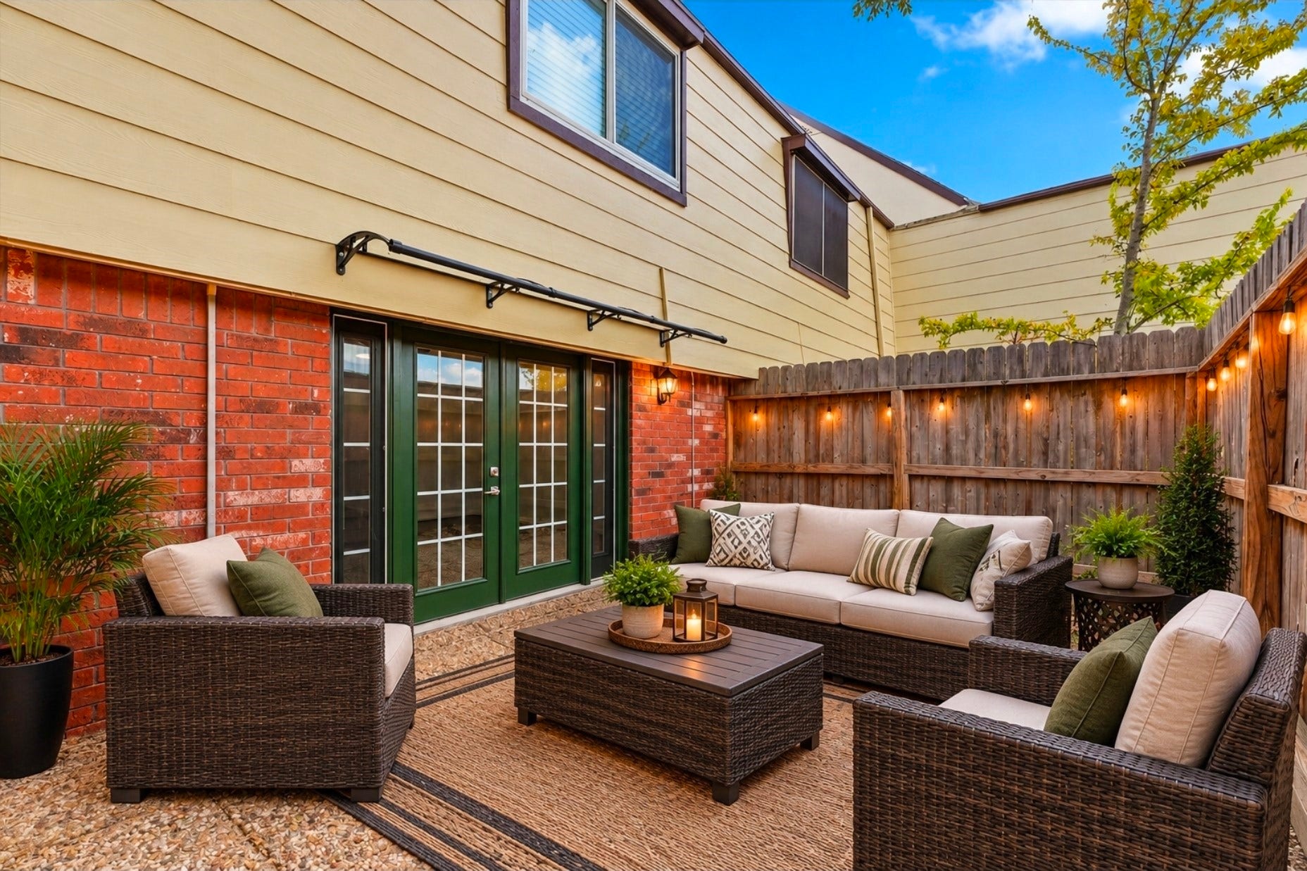 11550 Chimney Rock Road, #536, Houston, TX 77035 Fenced outdoor patio virtually staged