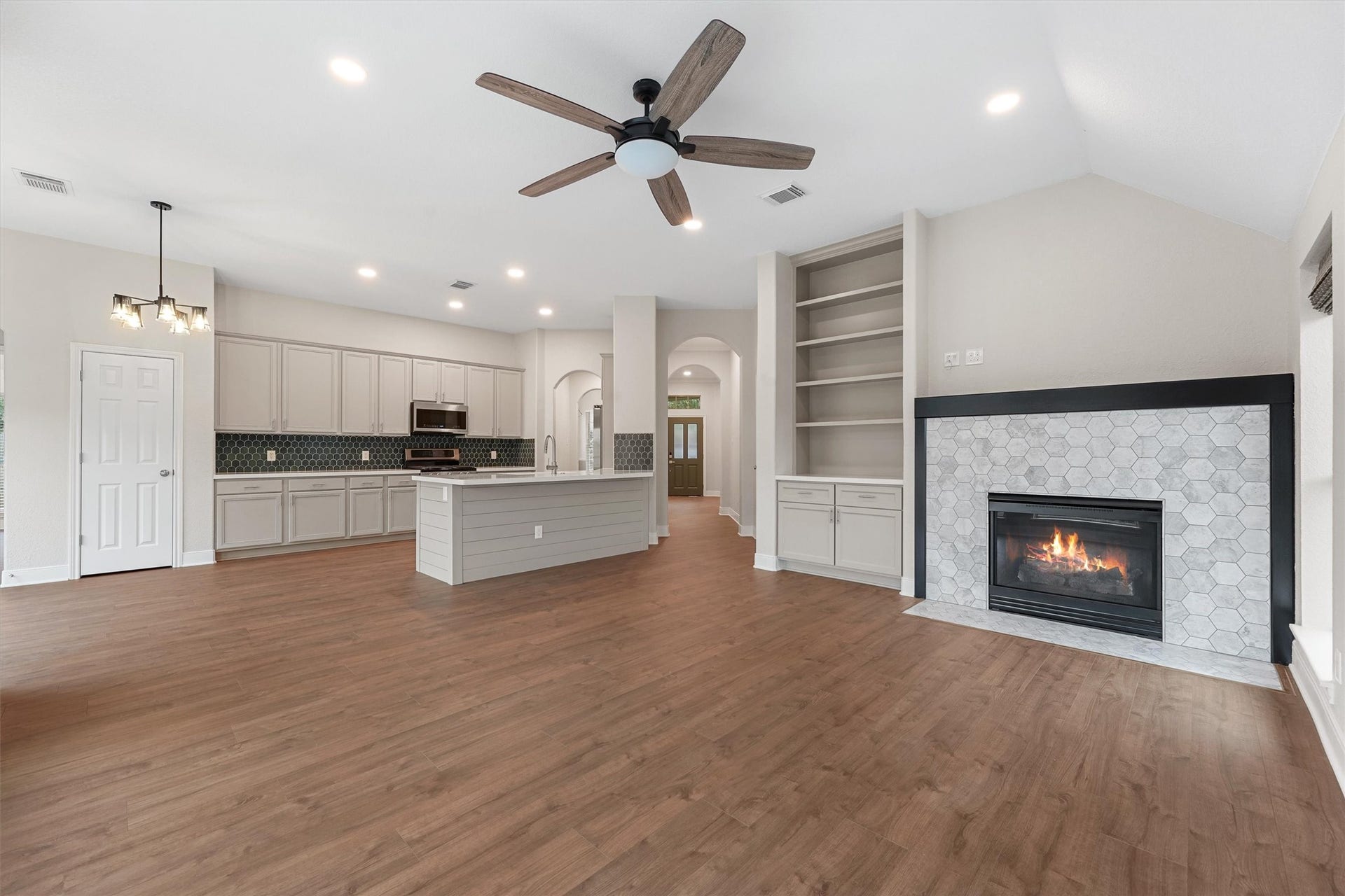 Fireplace and custom built ins