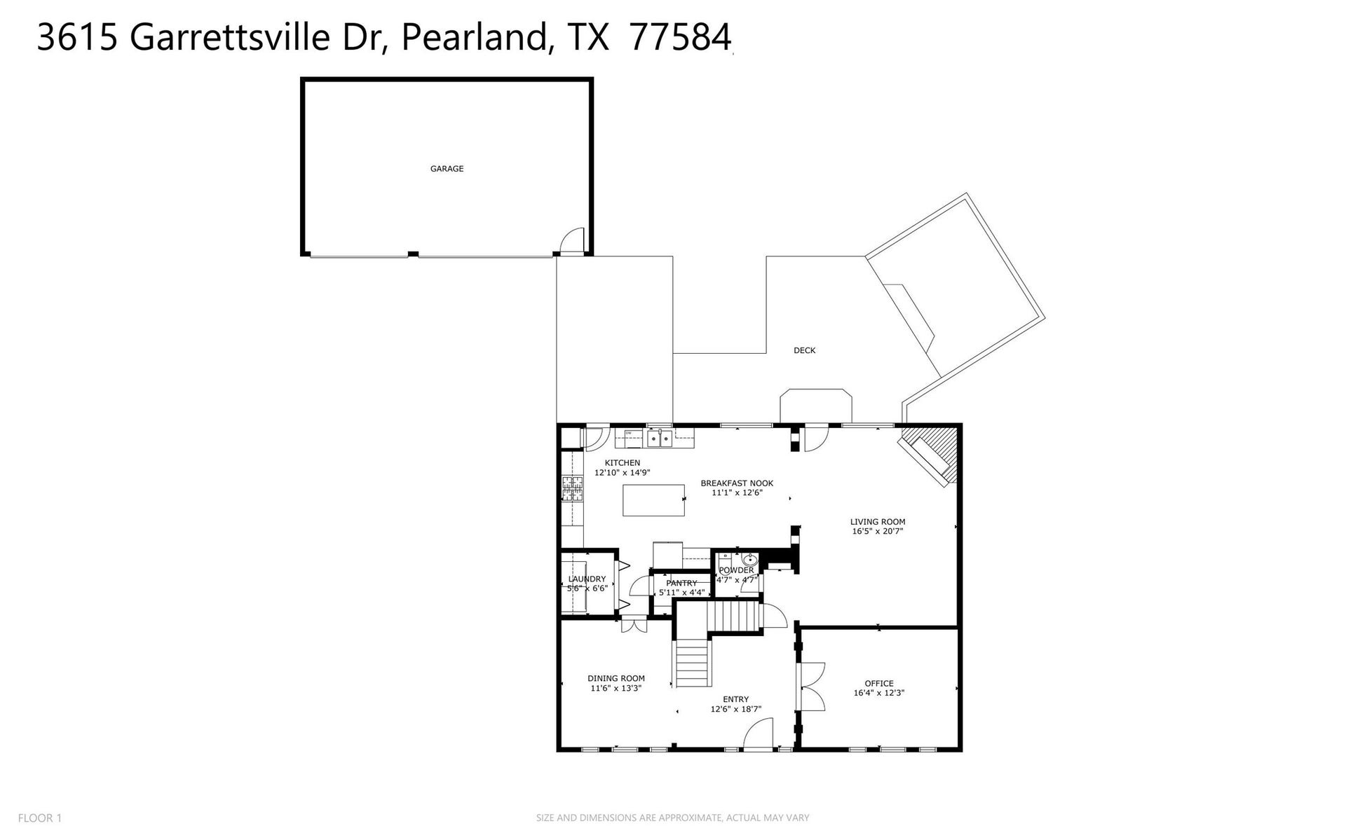 3615 Garrettsville Drive, Pearland, TX 77584 1st floor plan