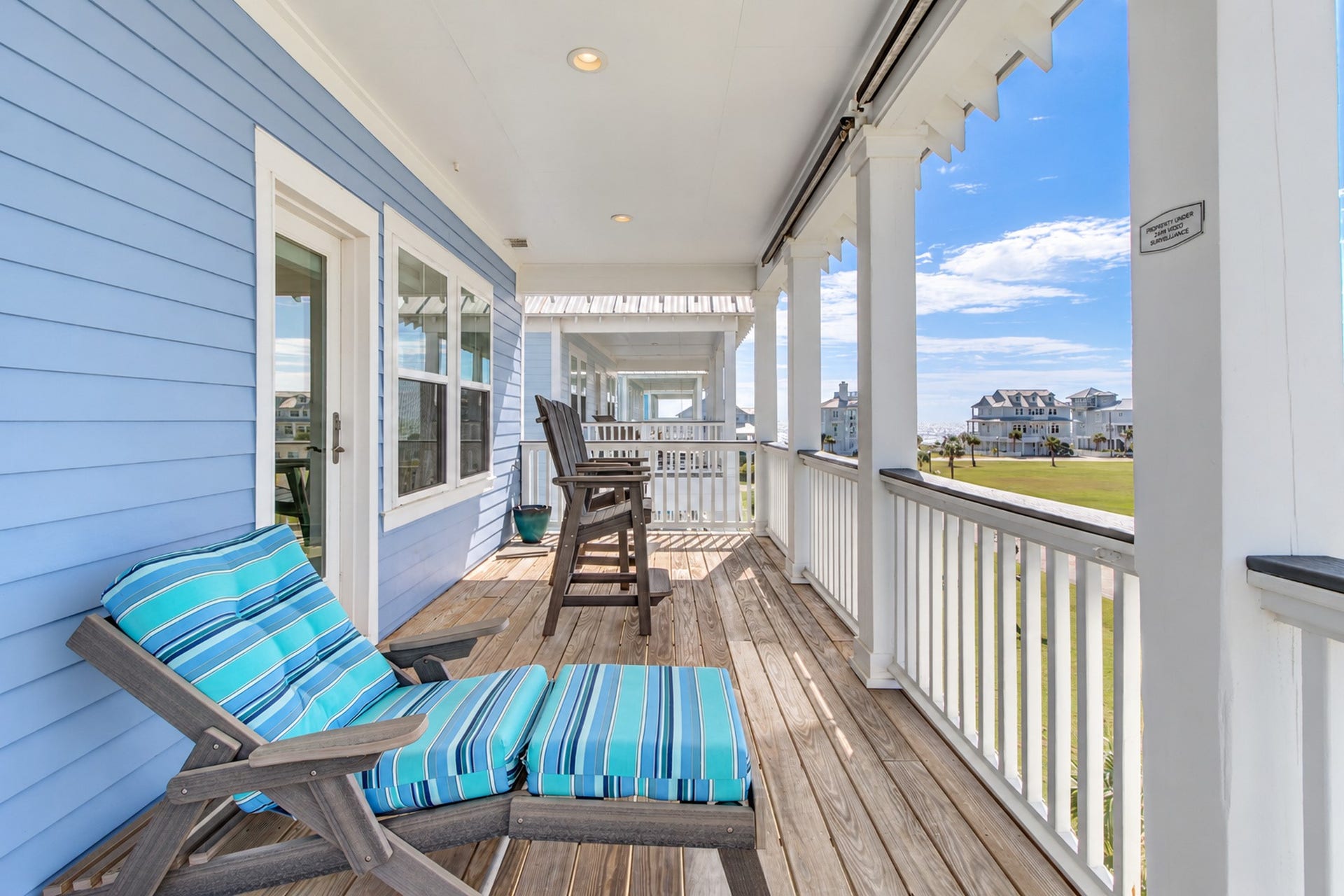 3802 Abalone Road, Galveston, TX 77554 The covered deck located off of the primary bedroom. You will love enjoying a cup of coffee and the view each morning.