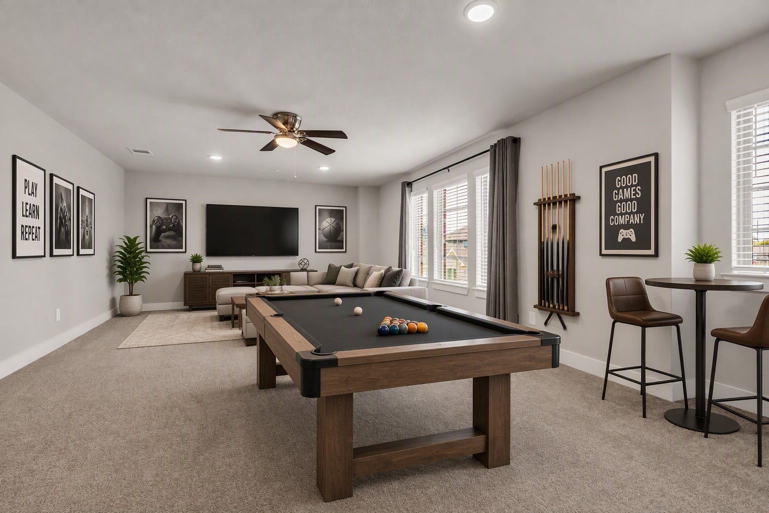 207 Alder Laurels Cove, Magnolia, TX 77354 Virtually staged game room on second floor