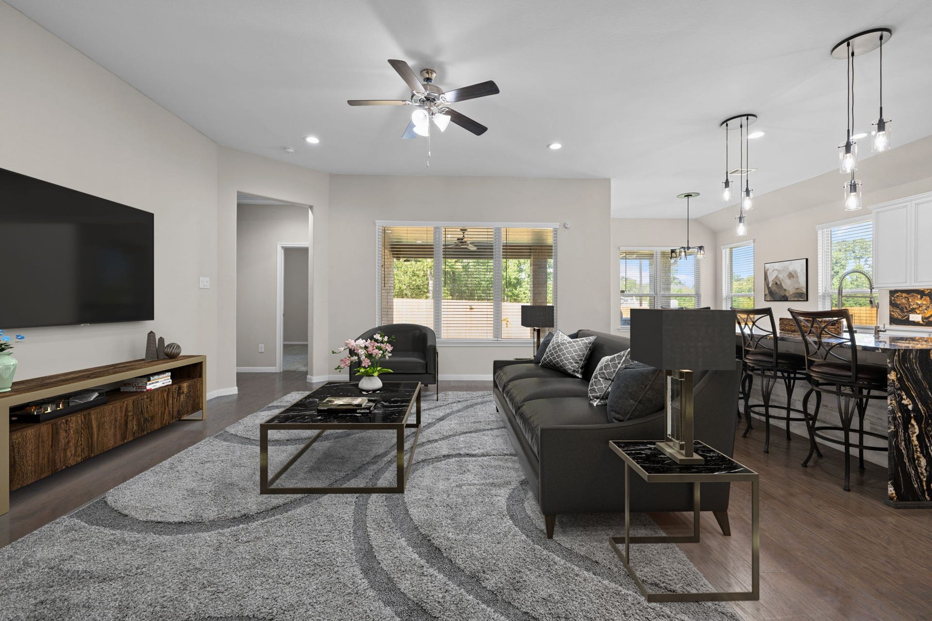 25615 Pinyon Hill Trail, Tomball, TX 77375 Family Room - This photo has been virtually staged.
