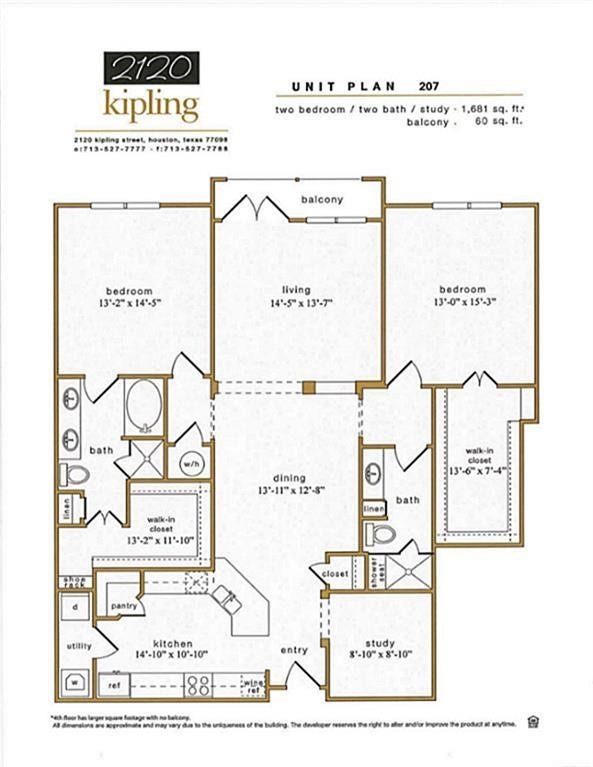 2120 Kipling Street, #207, Houston, TX 77098 Floor plan