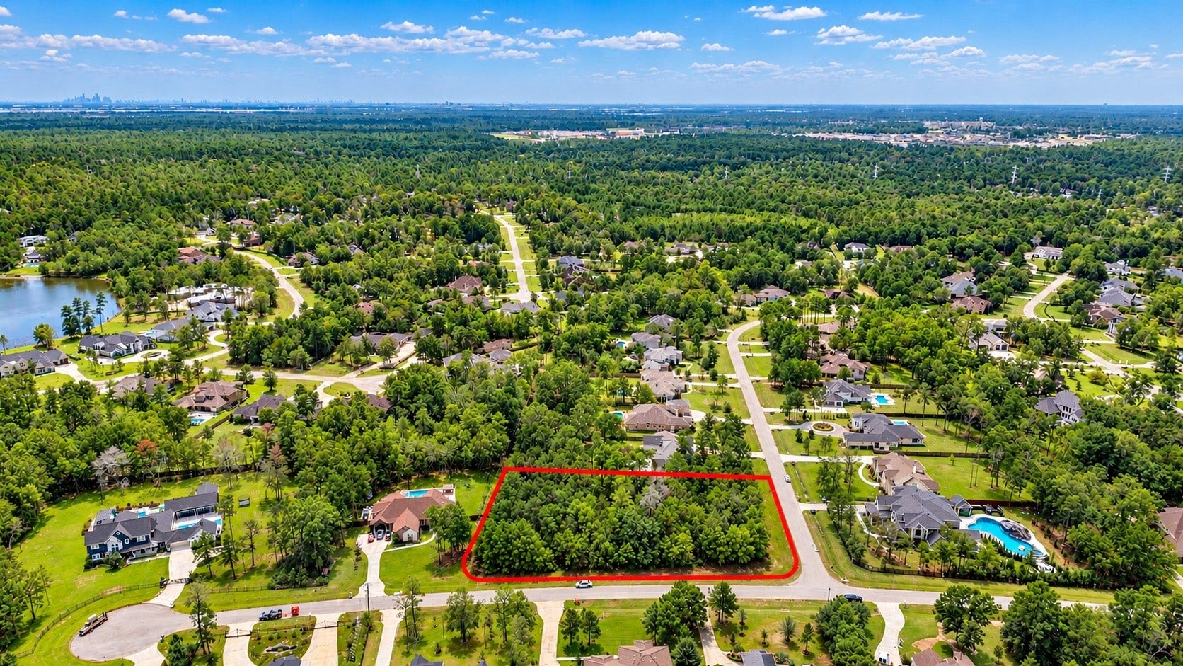 Elevated neighborhood view highlighting the property's setting, where Sgt Taylor Memorial and White Birch Run meet.