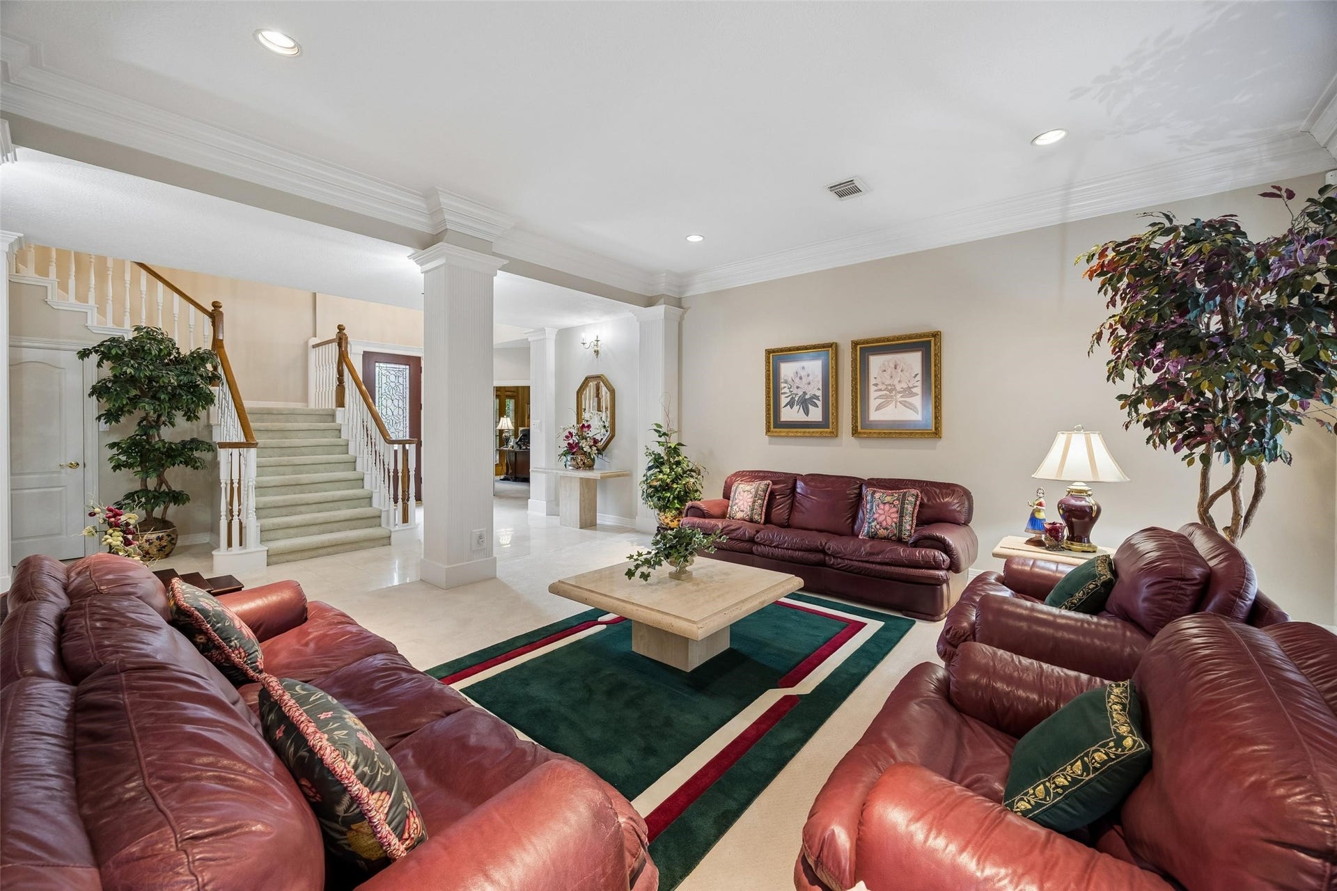 The home currently has white carpet. Everything can stay in the home with the right offer.