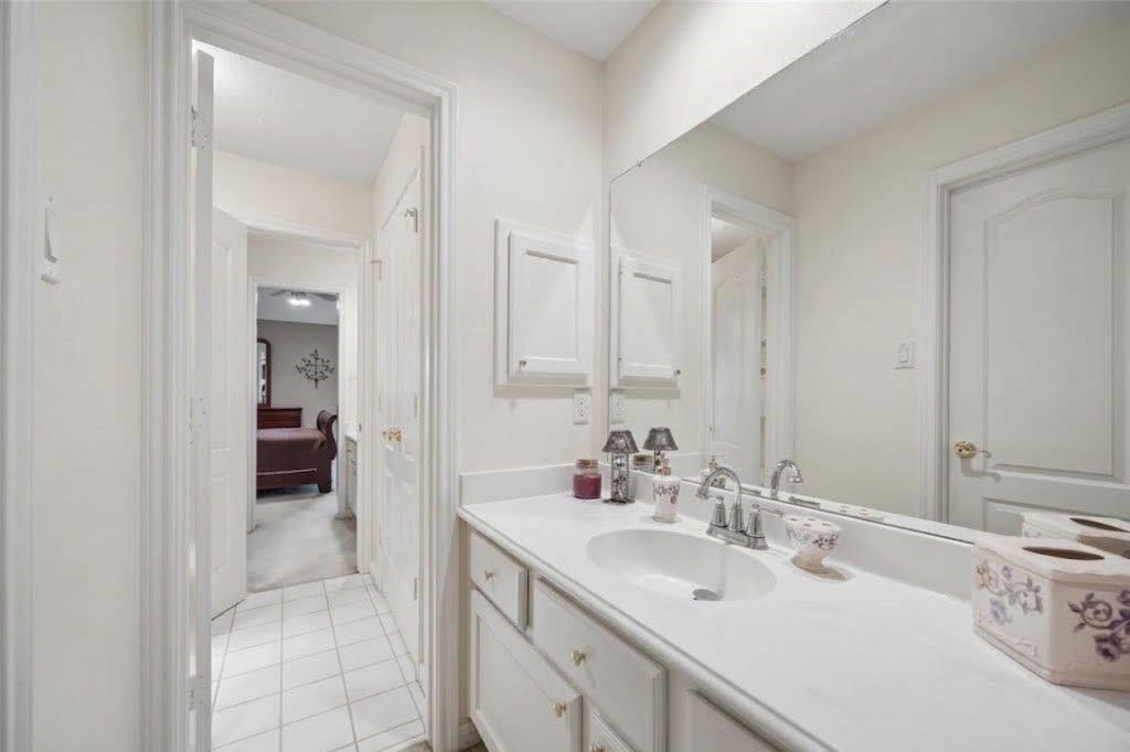 One vanity in the Hollywood bahroom upstairs.