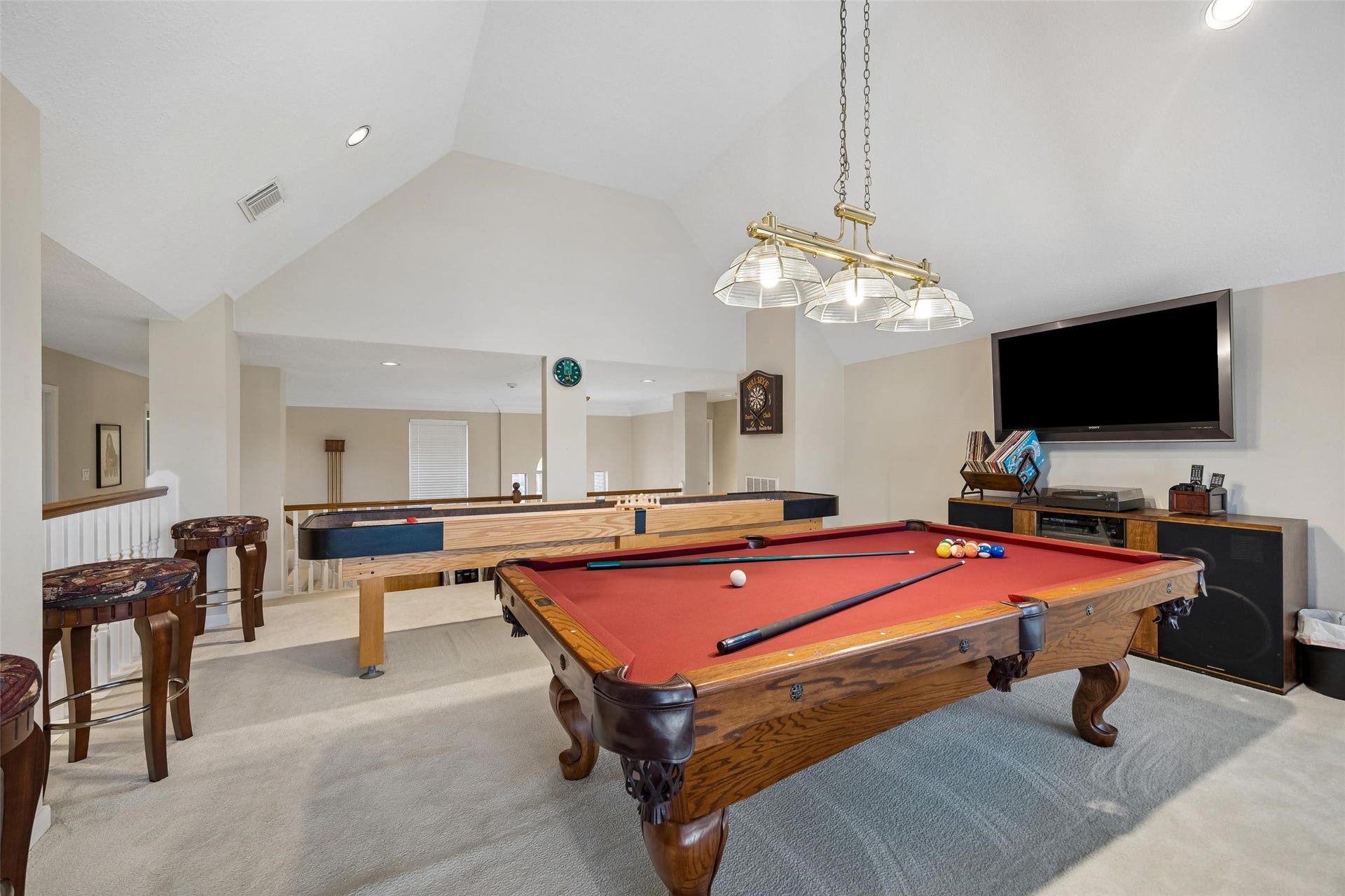 Yes game night at home will never be the same. TV, pool, shuffleboard, what more can you ask for!