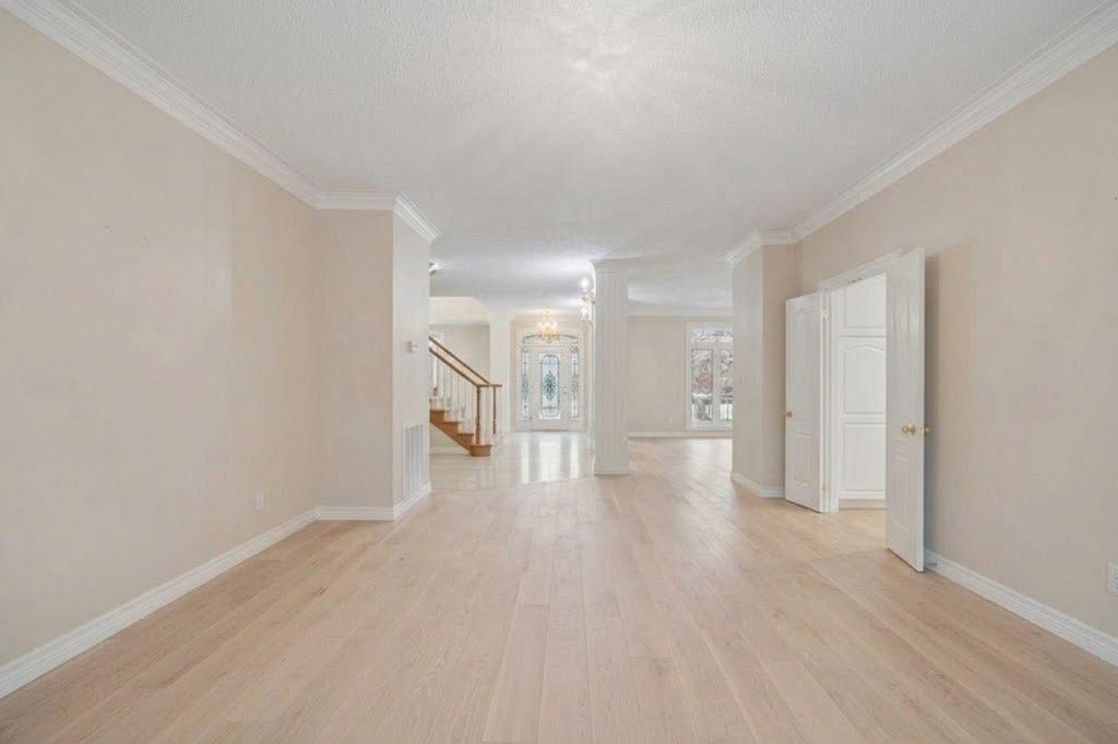 Dining room. Virtural rendition with light colored hard wood floors.