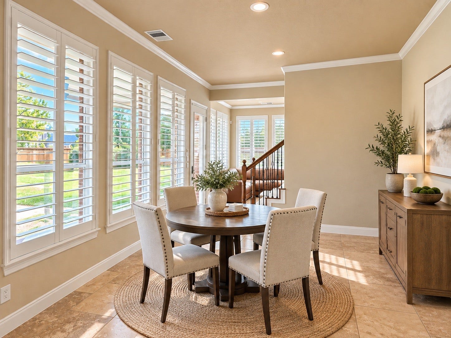 7 Compton Manor Drive, Spring, TX 77379 Breakfast area with natural lighing. Virtually staged.