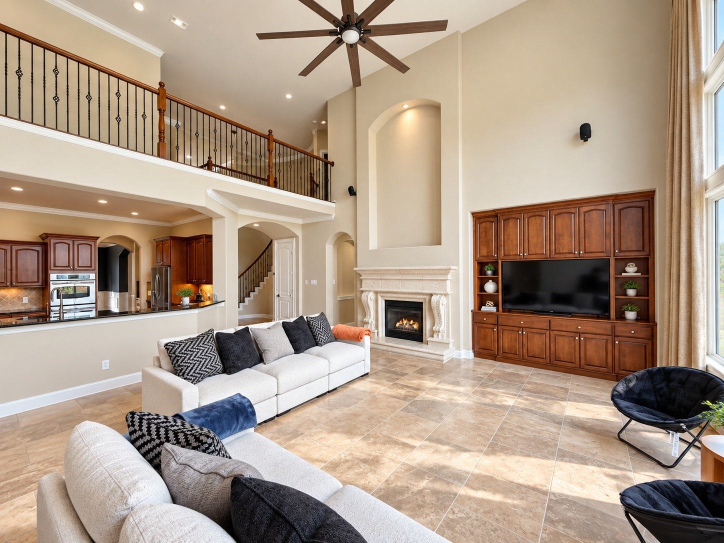 7 Compton Manor Drive, Spring, TX 77379 Living room high ceilings Virtually enhanced photo