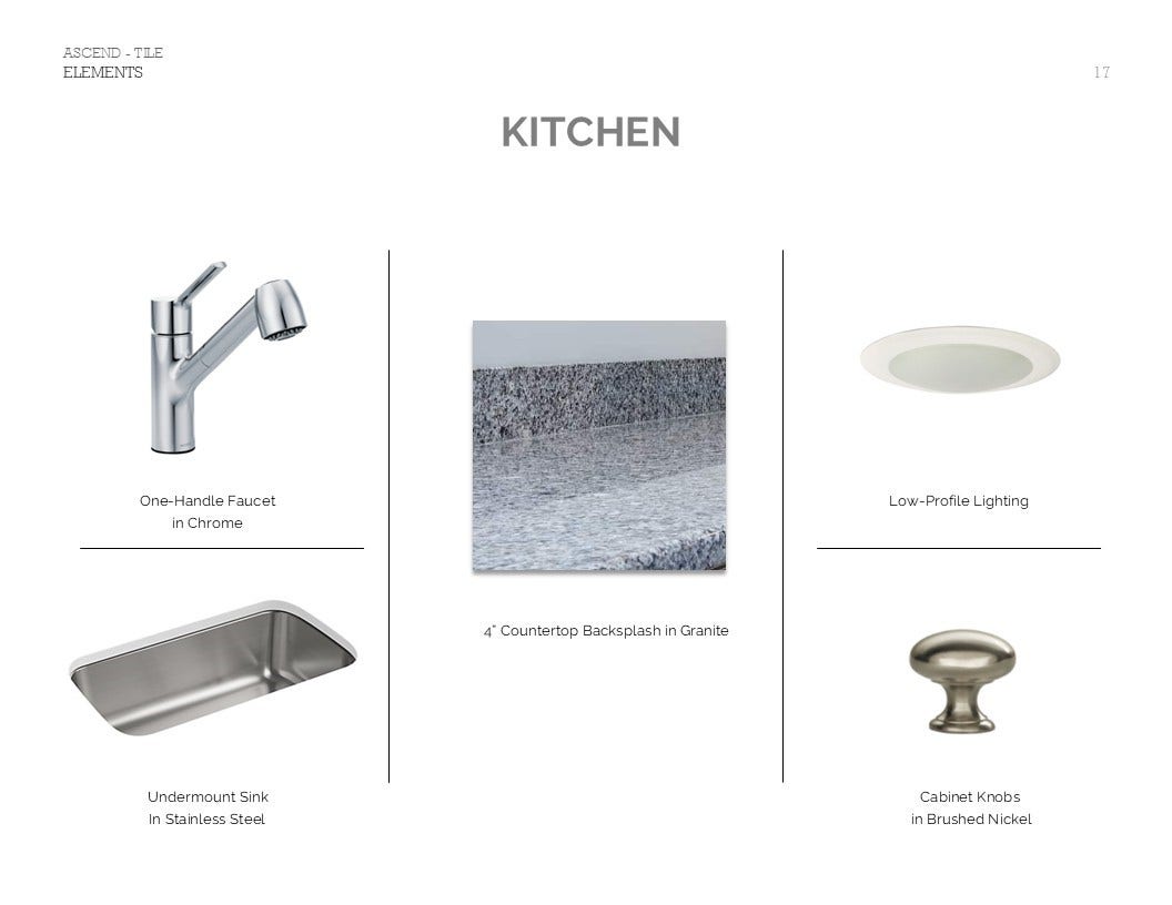 431 East Rose Marie Lane, Montgomery, TX 77356 Elements Look Palette 1: Kitchen Selection Sheet (*Artist rendering used for illustration purposes only.)