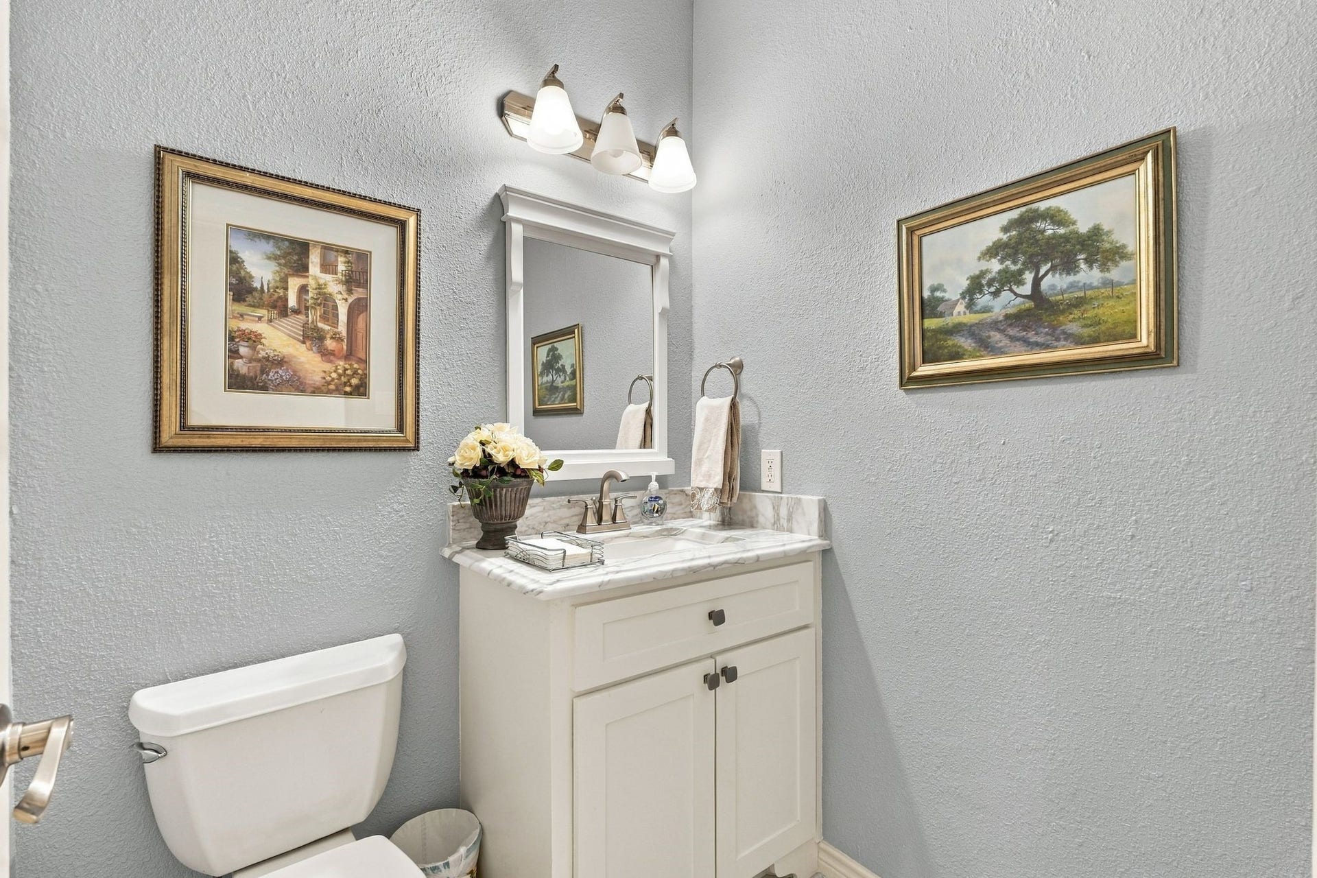 156 April Waters Drive W, Conroe, TX 77356 Lovely half bath located near third bedroom.