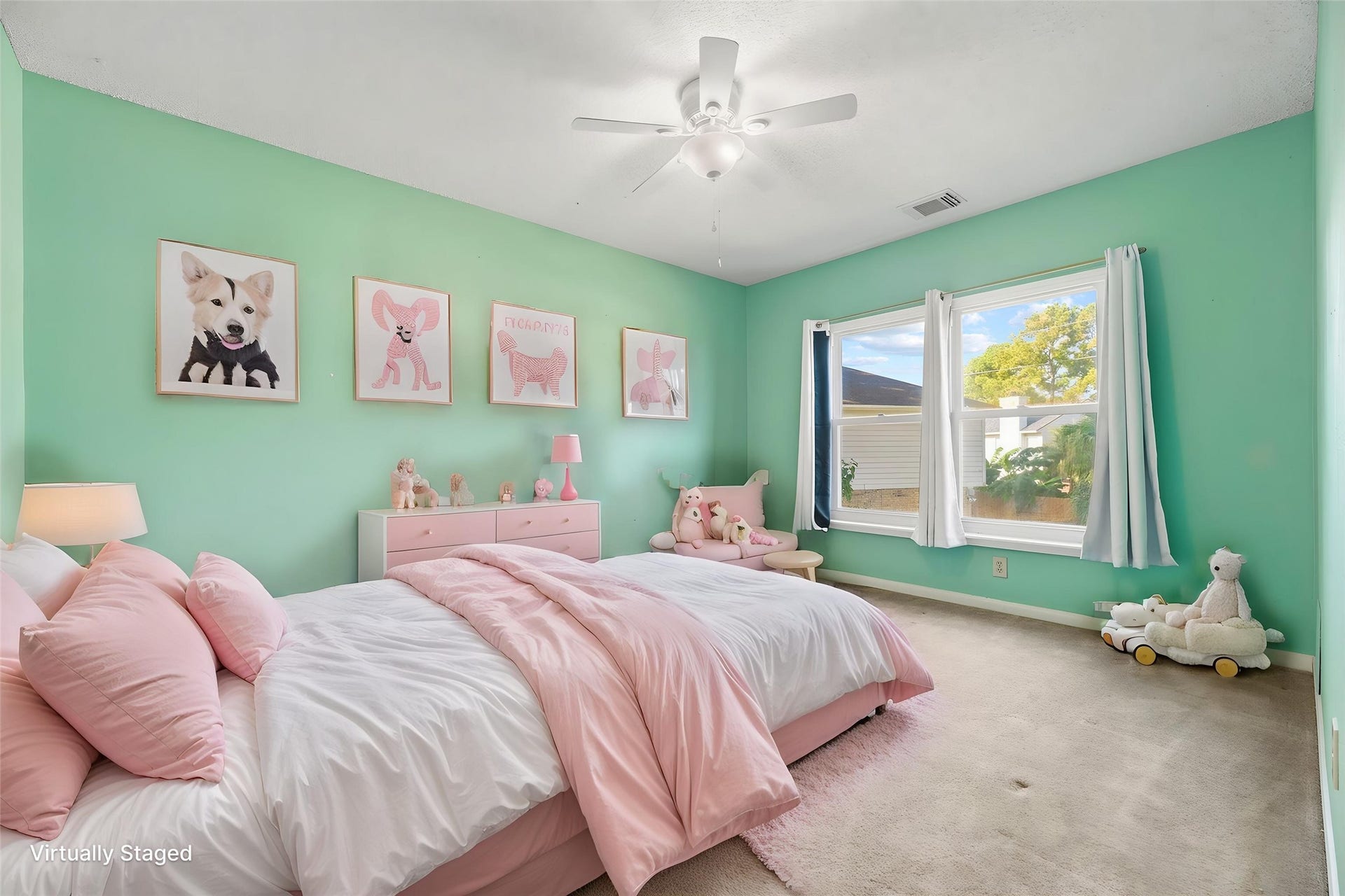 9922 W Cedaredge Drive, Houston, TX 77064 Virtually Staged -- Secondary bedroom #3 offers large window and abundant natural light.