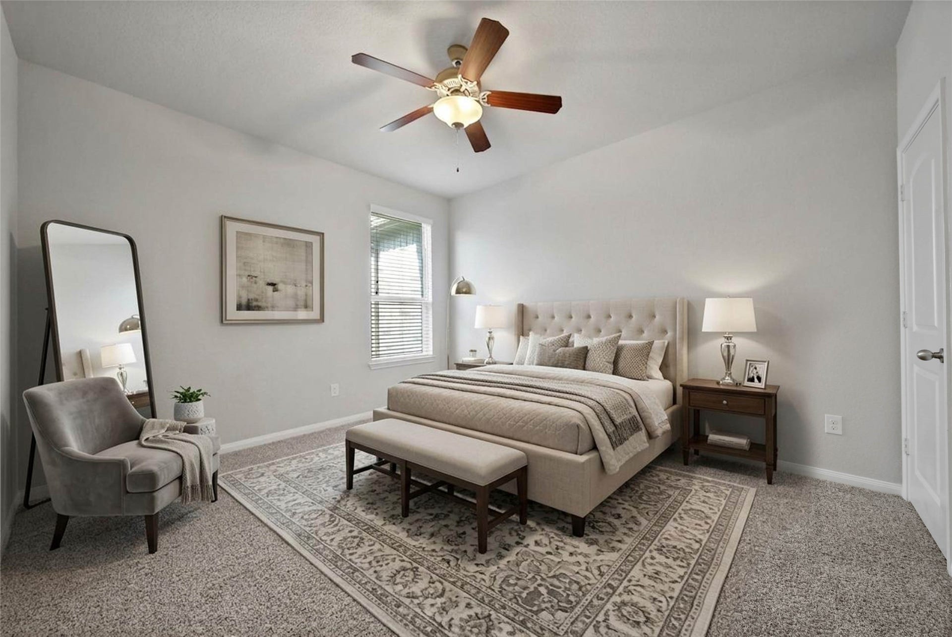 15423 Hopkins Cedar Drive, Humble, TX 77346 Secondary bedroom with ceiling fan (virtually staged)