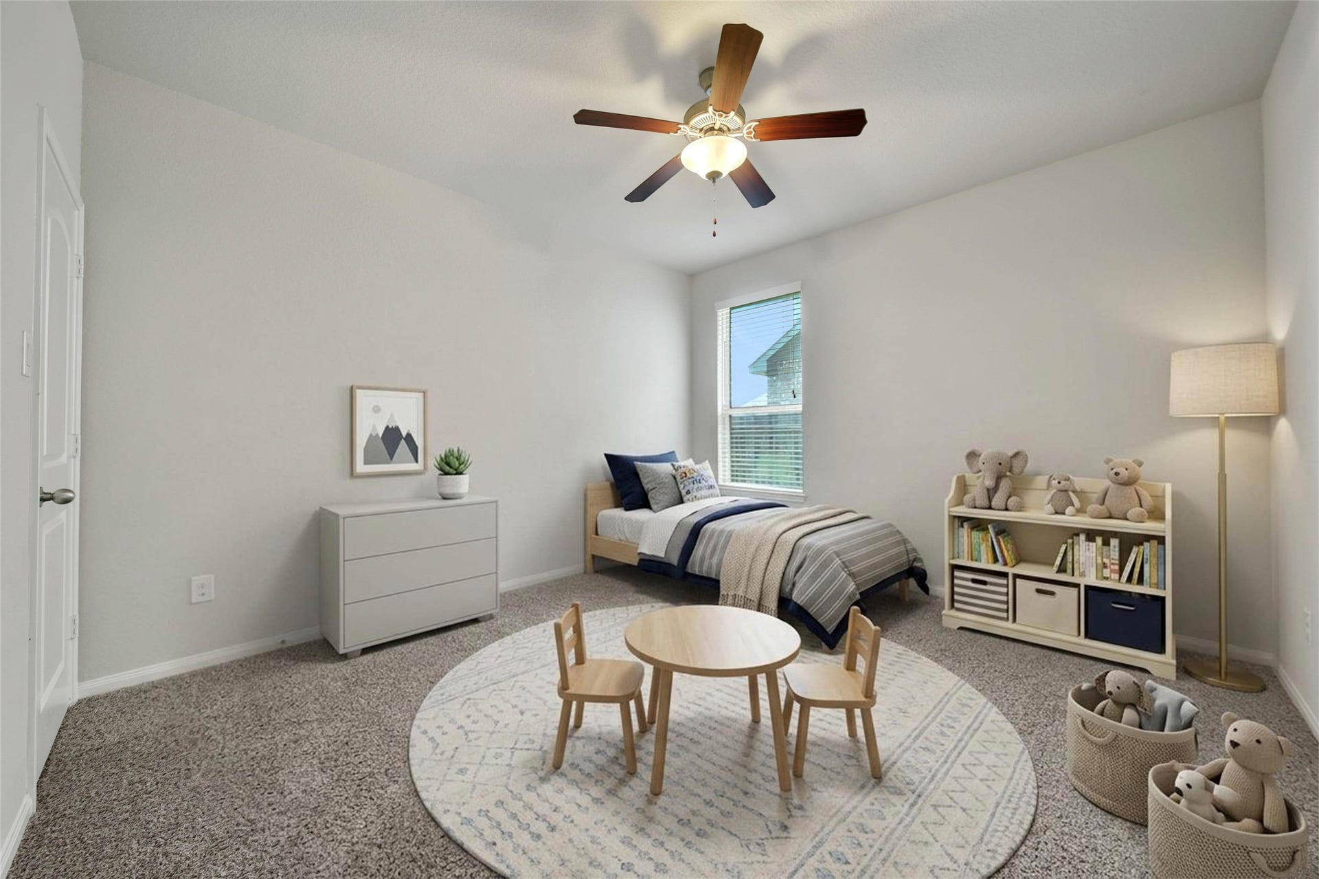 15423 Hopkins Cedar Drive, Humble, TX 77346 Secondary bedroom with ceiling fan (virtually staged)