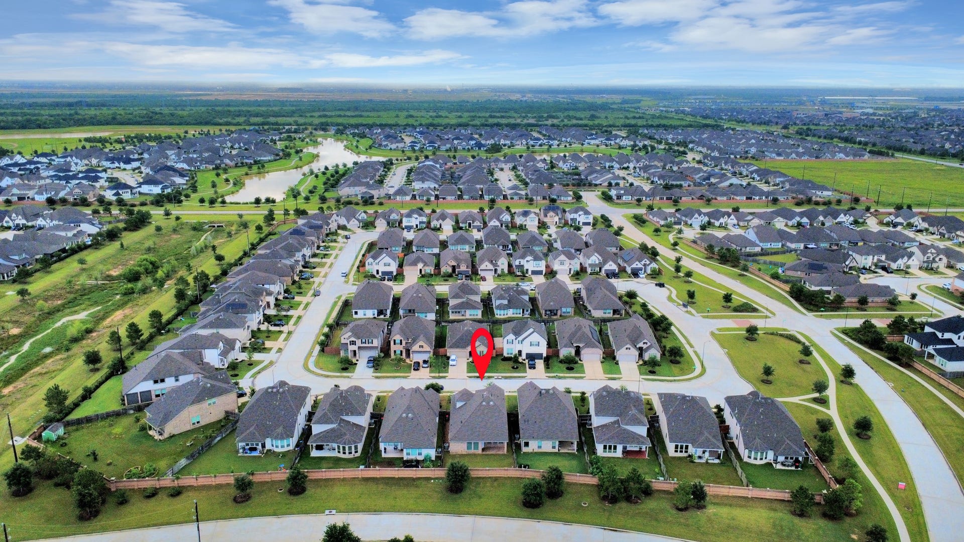 7319 Perching Hawk Trail, Katy, TX 77493 Aerial view of subdiivision