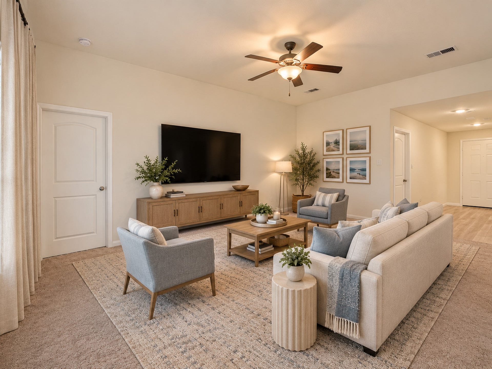 327 Spanish Stone Drive, Katy, TX 77493 Virtually staged family room. New carpet and freshly painted.