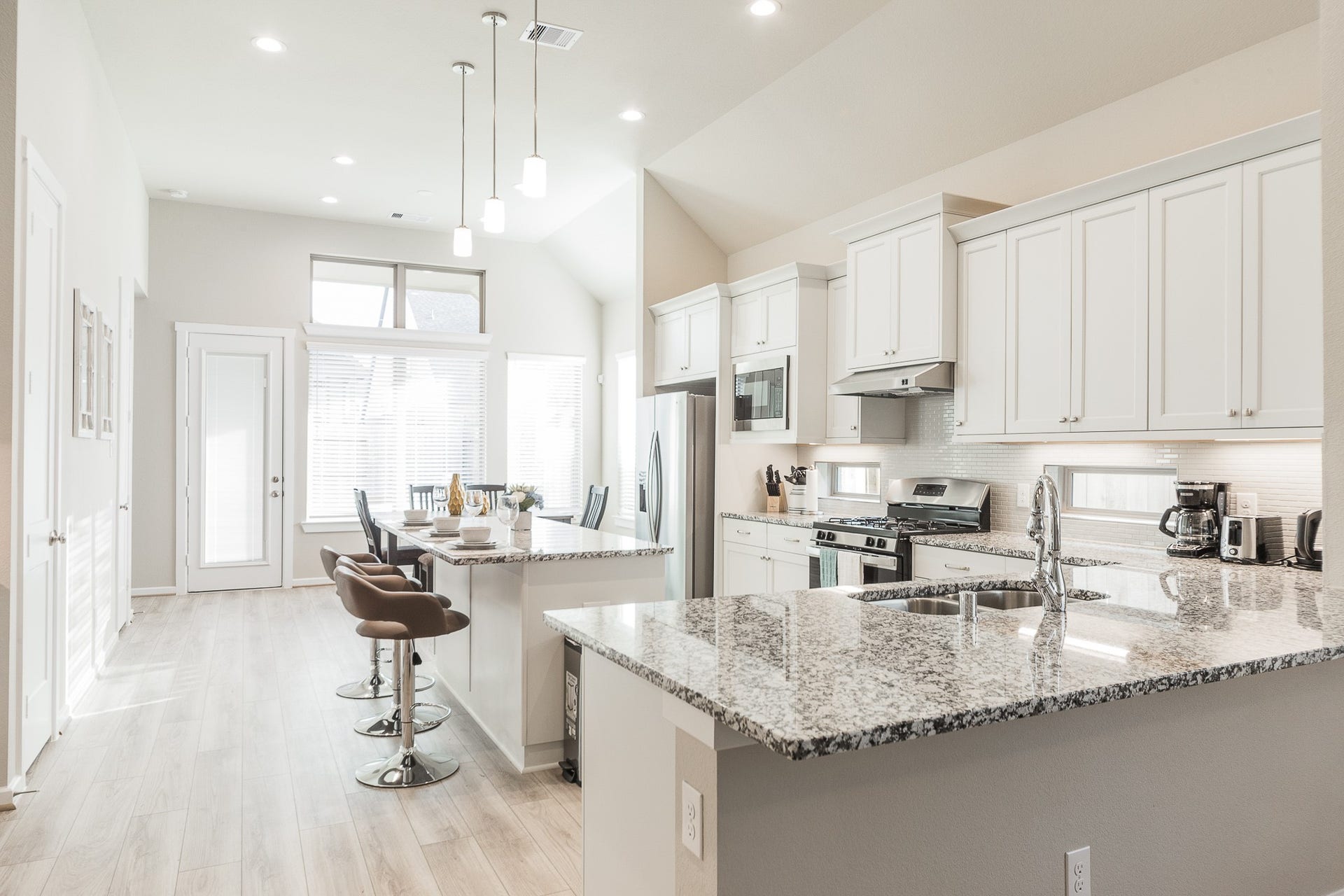 8718 Myrtle Bend Drive, Missouri City, TX 77459 Kitchen with all Granite Top with Double Sinks