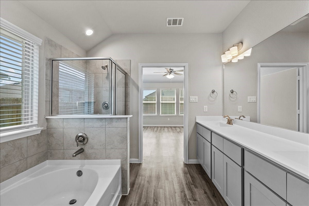 with seperate soaker tub and shower