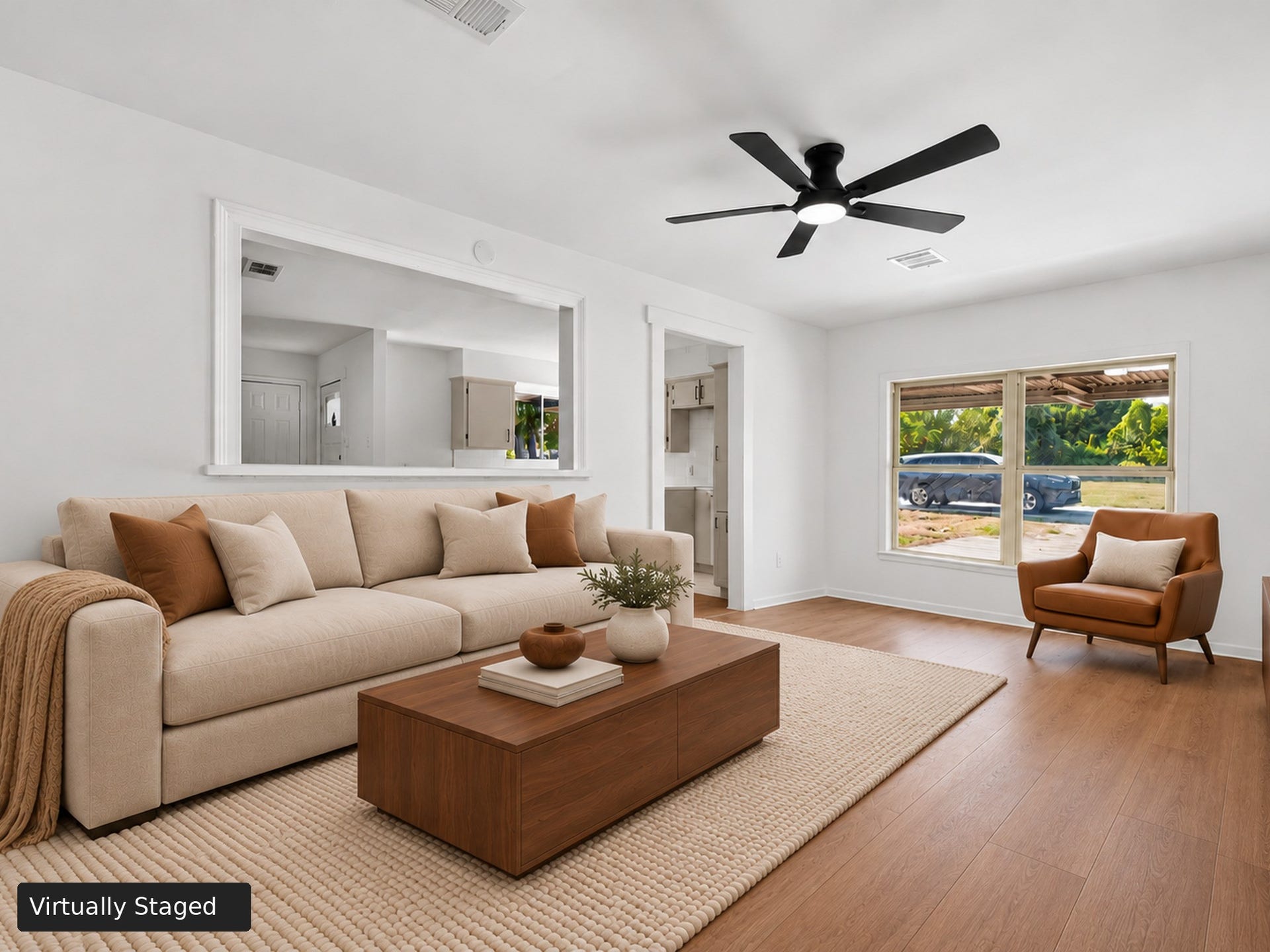 4637 Brinkley Street, Houston, TX 77051 Spacious living room with natural light and hardwood floors.