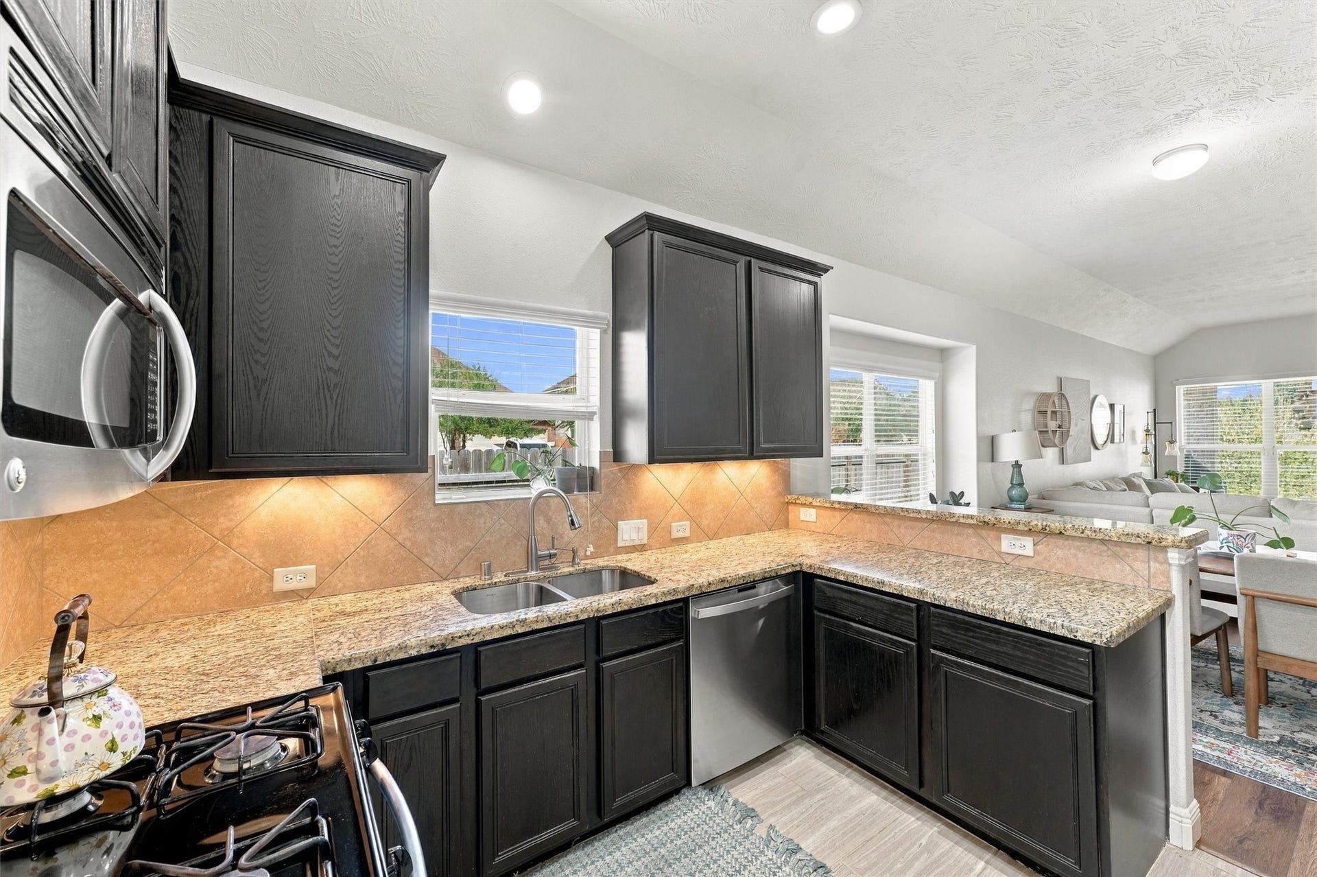 Under cabinet lighting and window over the sink