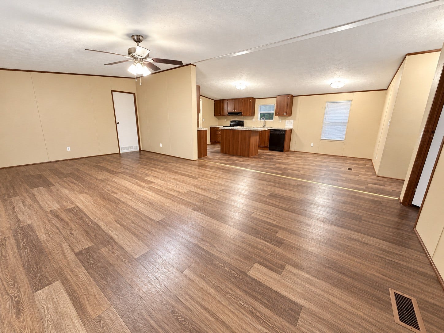 21144 Live Oak Street, New Caney, TX 77357 View from front door entry of Living Area and Kitchen and Dining Area