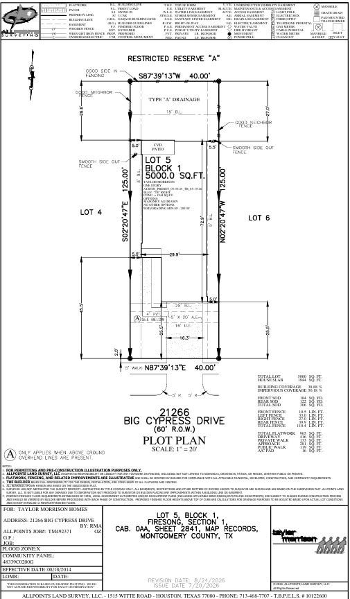 21266 Big Cypress Drive, Montgomery, TX 77356 21266 Big Cypress Drive Preliminary Plot Plan