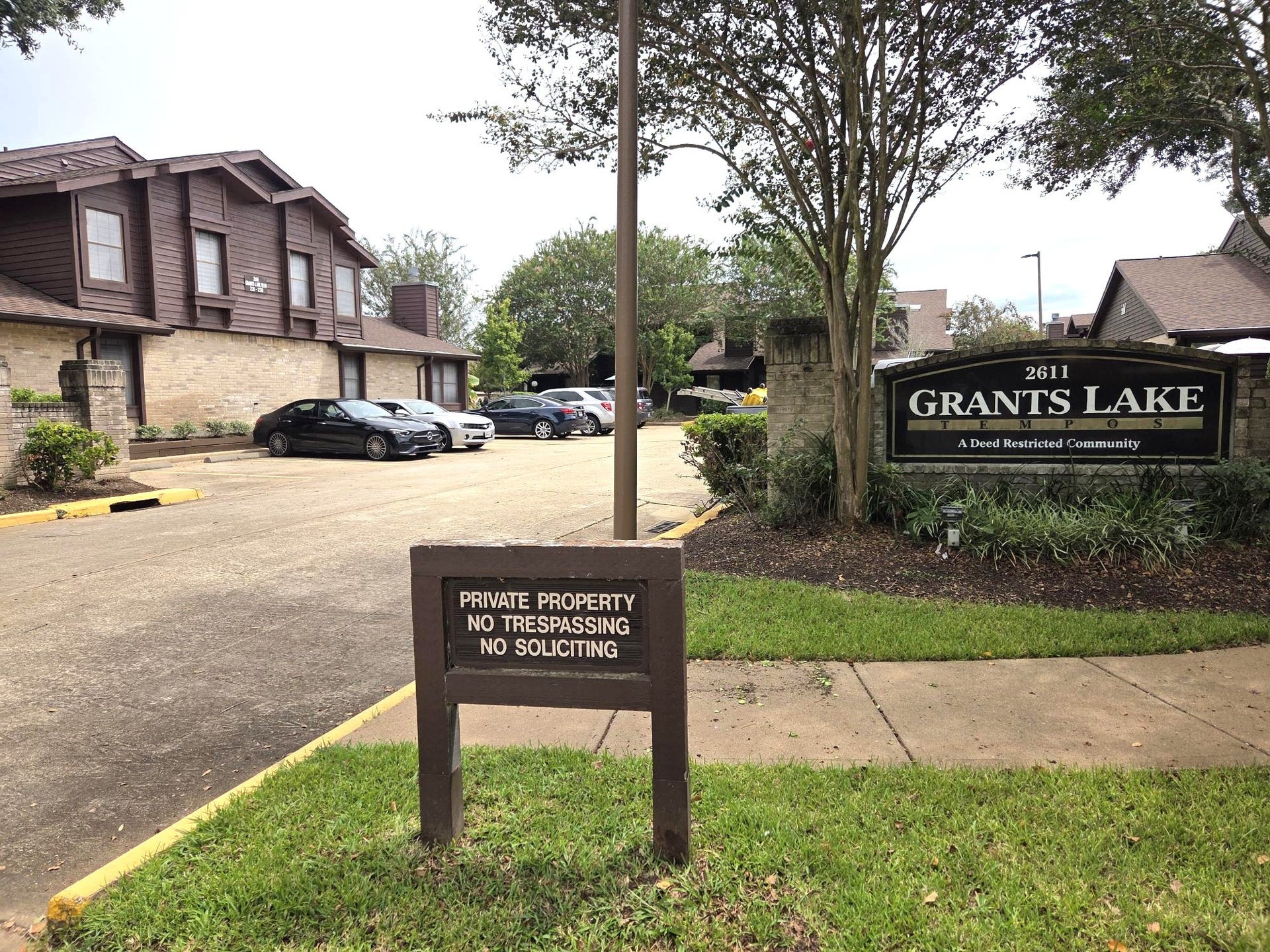 Enter into your designated parking space.  Room for guests as well.