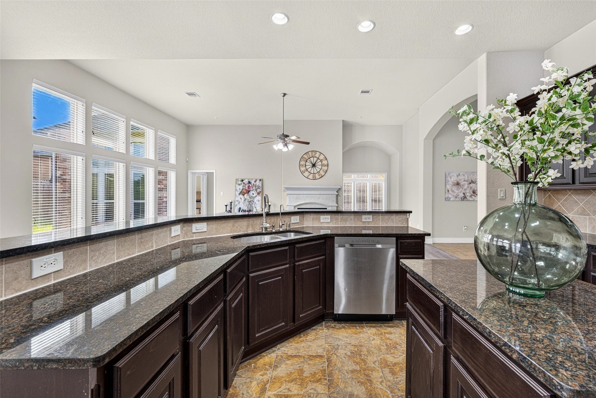 4003 Birch Vale Lane, Sugar Land, TX 77479 Chef's kitchen with generous counter space, ideal for meal preparation and entertaining.