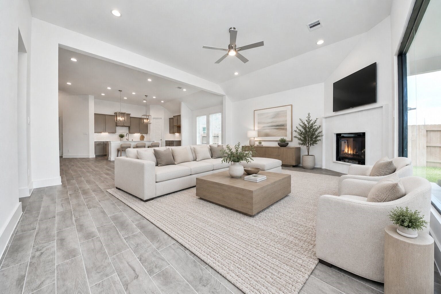 3201 Skerne Spring Drive, Spring, TX 77373 Virtually Staged - Living Room. Sample photo of completed home with similar floor plan. Actual colors and selections may vary.