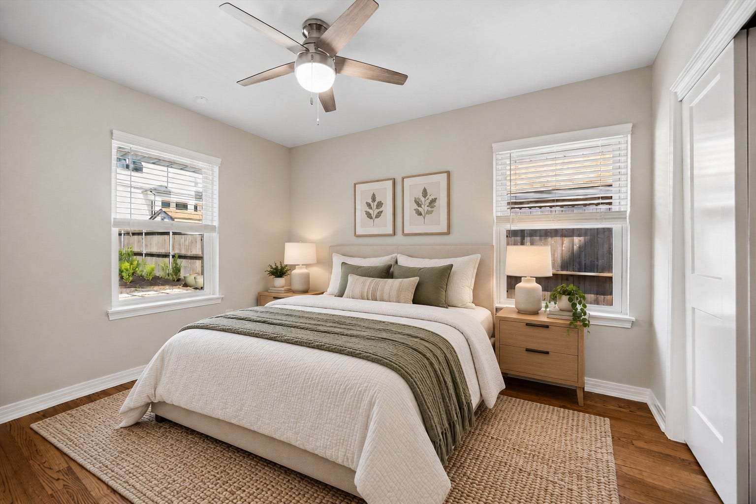 2214 Bron Holly Drive, Houston, TX 77018 A serene bedroom retreat with good size closet. This photo has been virtually staged.