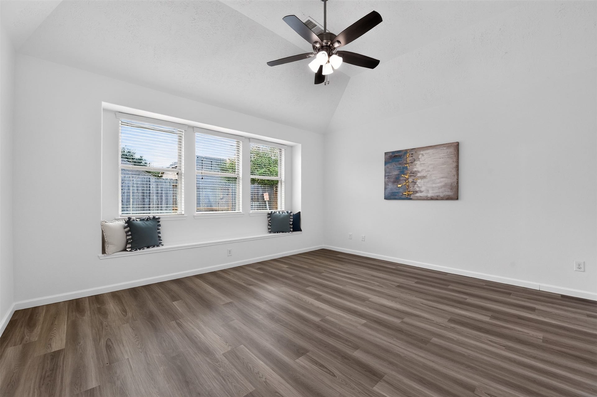 2203 Summit Pass Lane, League City, TX 77573 The primary bedroom also has an elevated ceiling with new ceiling fan.