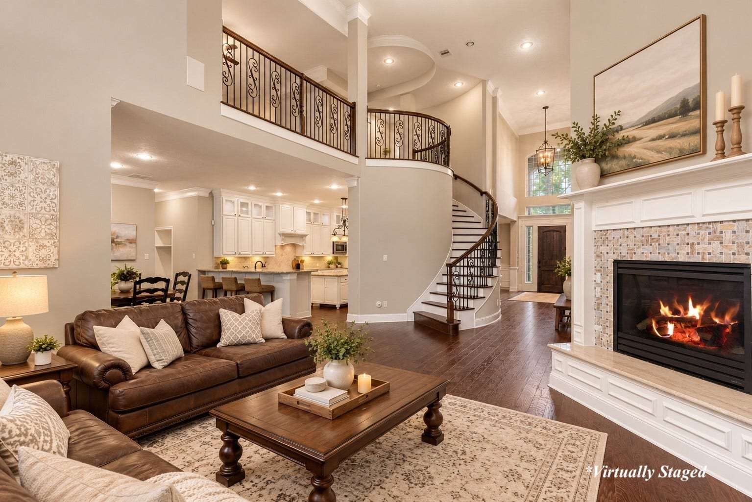 27015 Hidden Grove Landing Drive, Spring, TX 77386 Soaring ceilings, expansive windows and seamless views to the backyard create an impressive central gathering space. *Virtually Staged decor accents