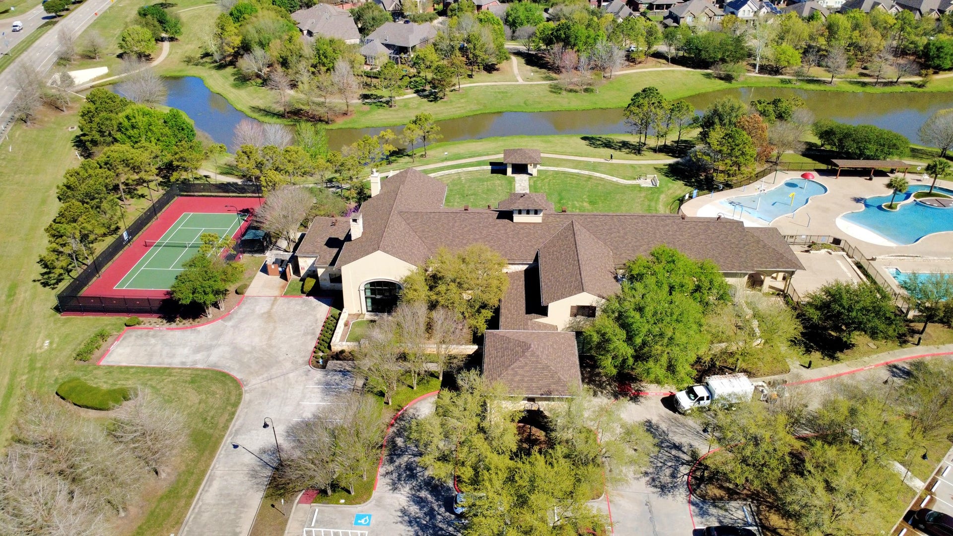 17307 Pentland Court, Richmond, TX 77407 Aerial view of The Clubhouse at Aliana.