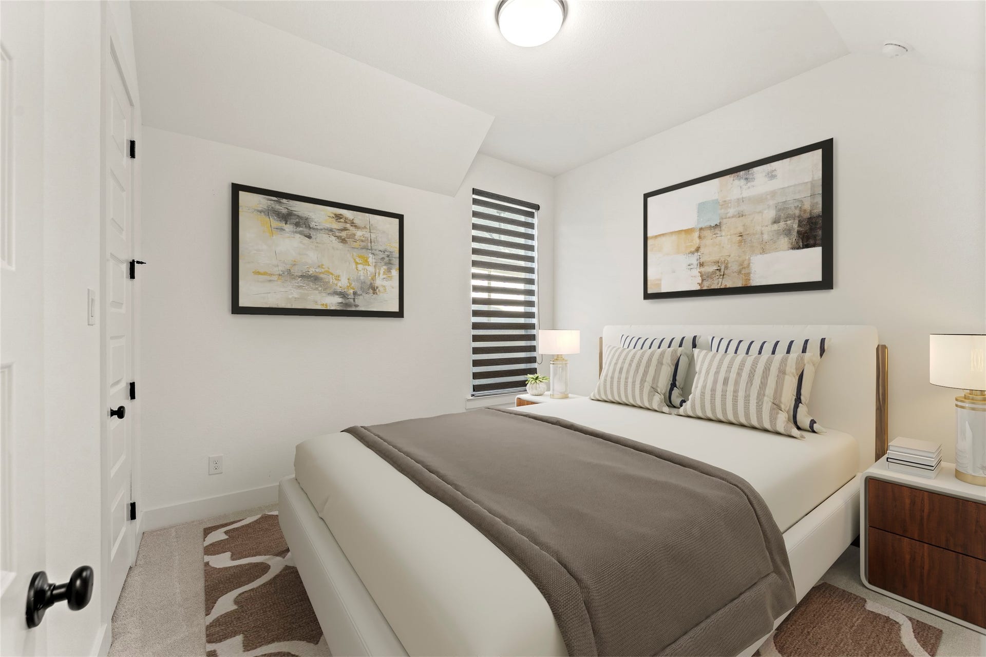 1934 Pleasant Grove Drive, Missouri City, TX 77459 The third bedroom on the first floor provides a cozy and comfortable atmosphere with plush carpet flooring. Ideally located for easy access to a full bathroom, making it a perfect spot for guests or family members.