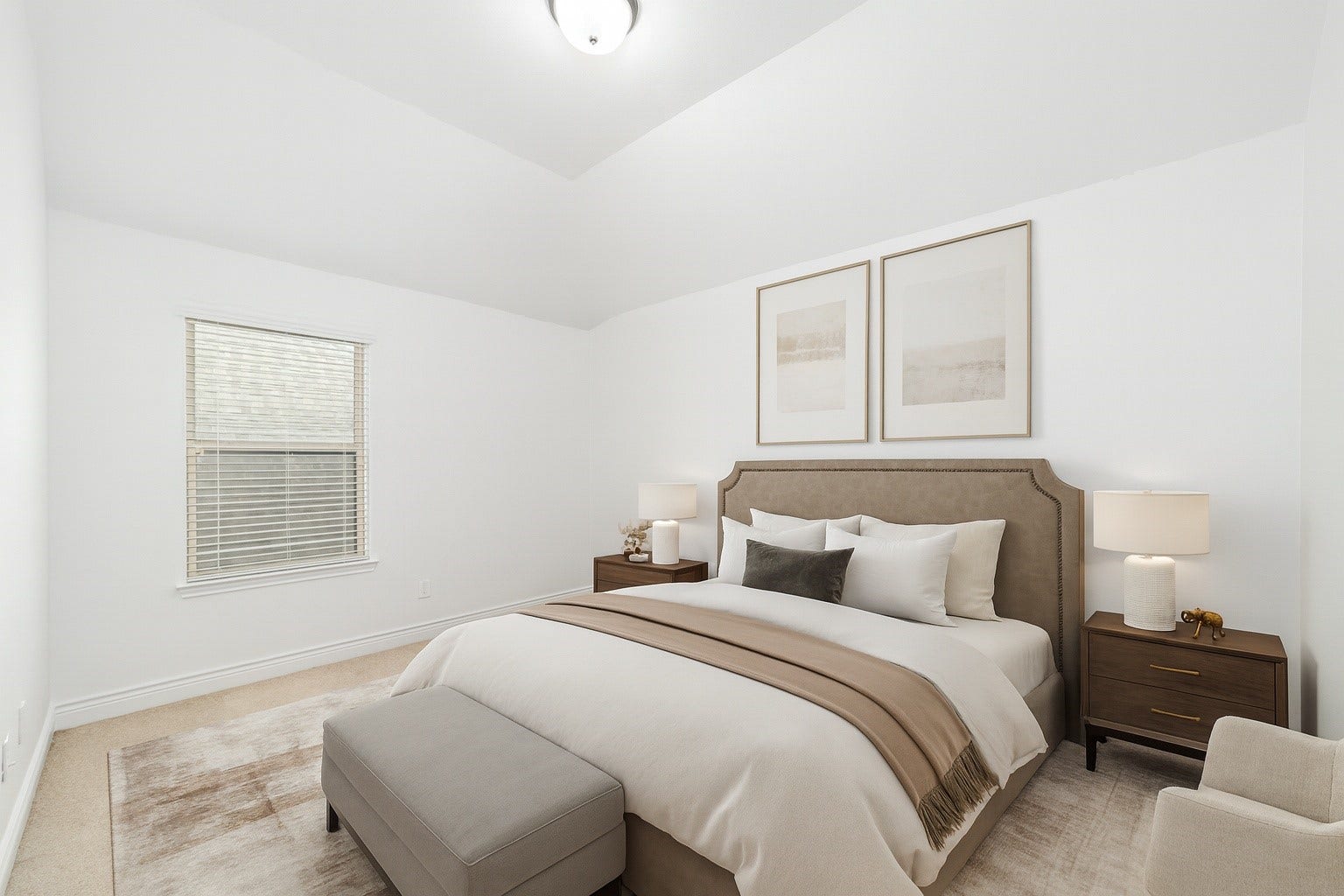 Virtually Staged - This inviting second bedroom #4 - 
upstairs, featuring soft carpet and a charming sloped ceiling.