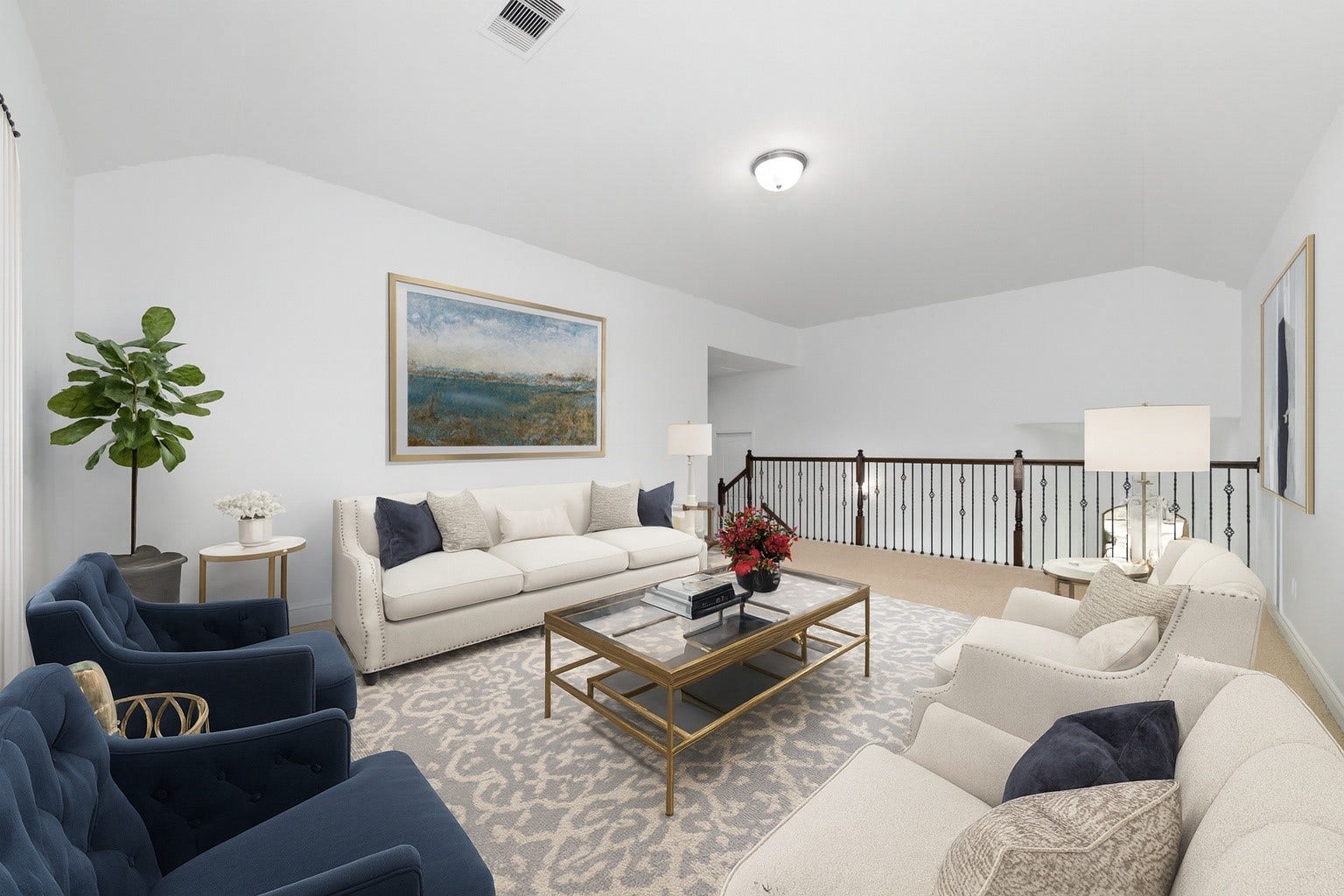 Virtually Staged - A captivating view overlooking the inviting family room below.
