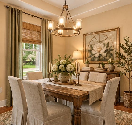 103 Begonia, Lake Jackson, TX 77566 Formal dining area has been AI photo staged